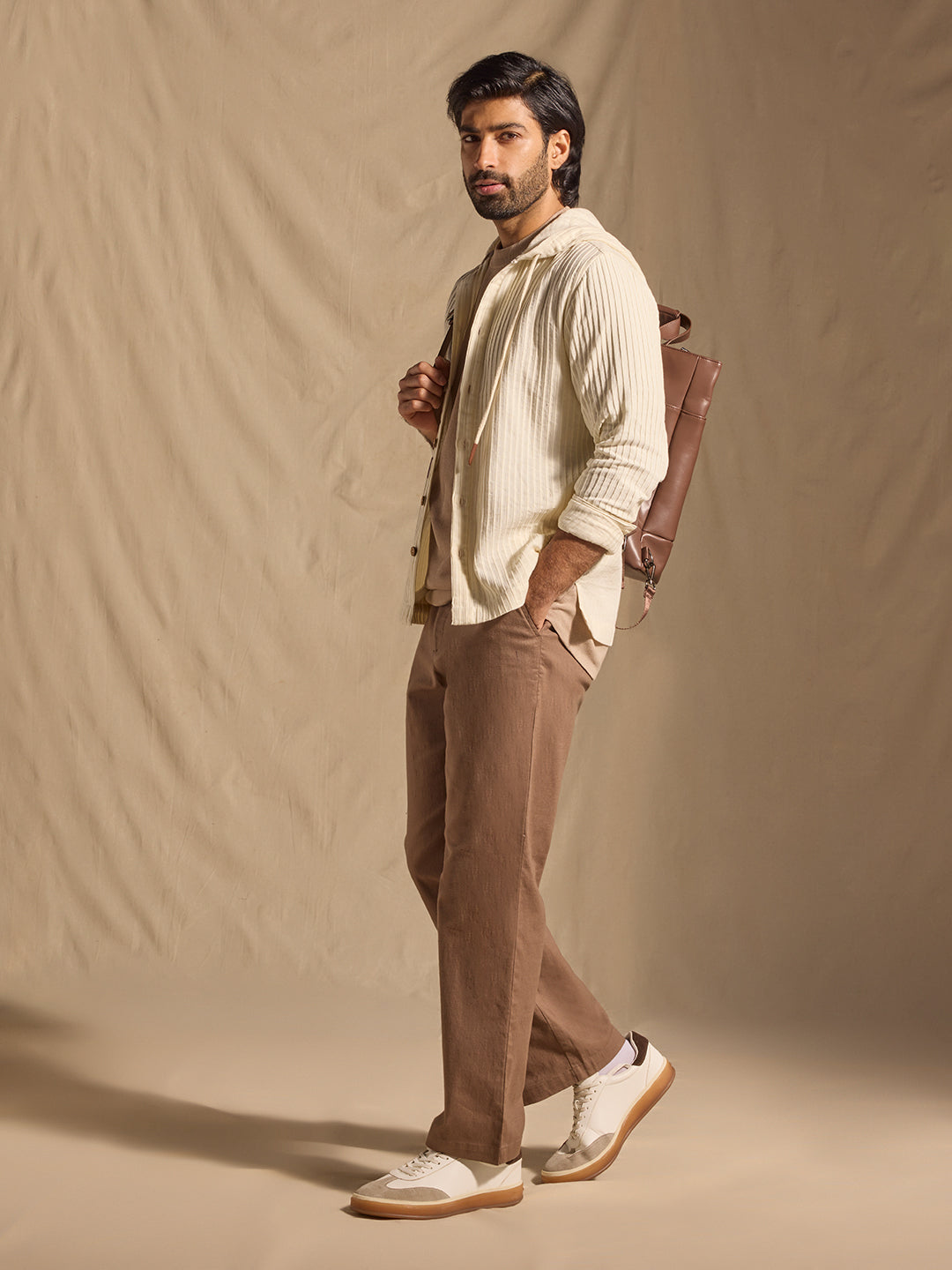 Ribbed Textured Jacket - Beige