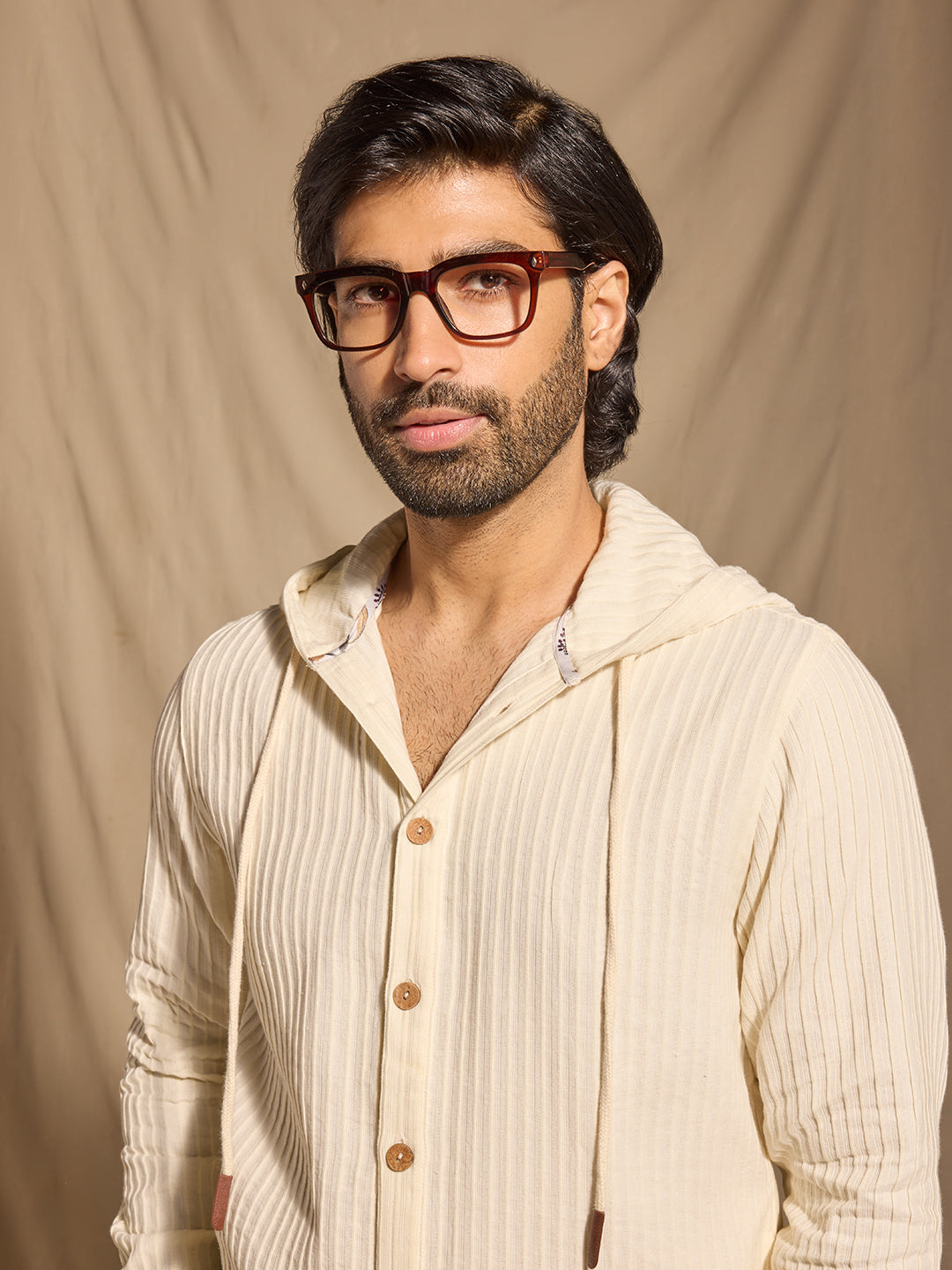 Ribbed Textured Jacket - Beige