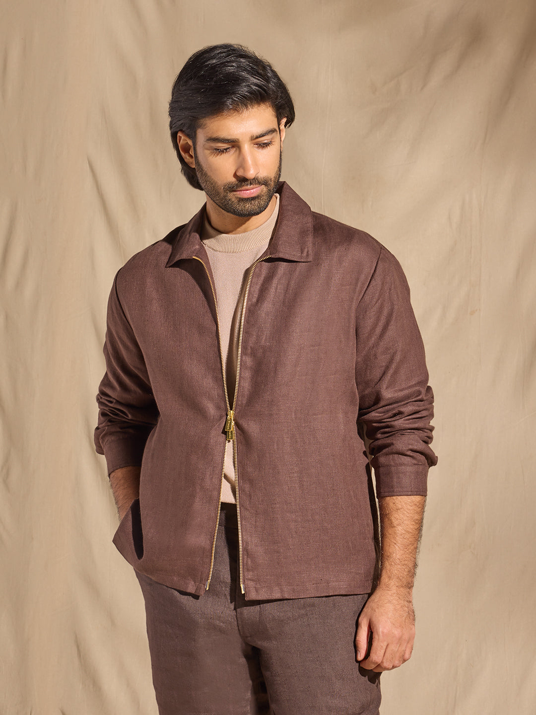 Linen Jacket - Brown