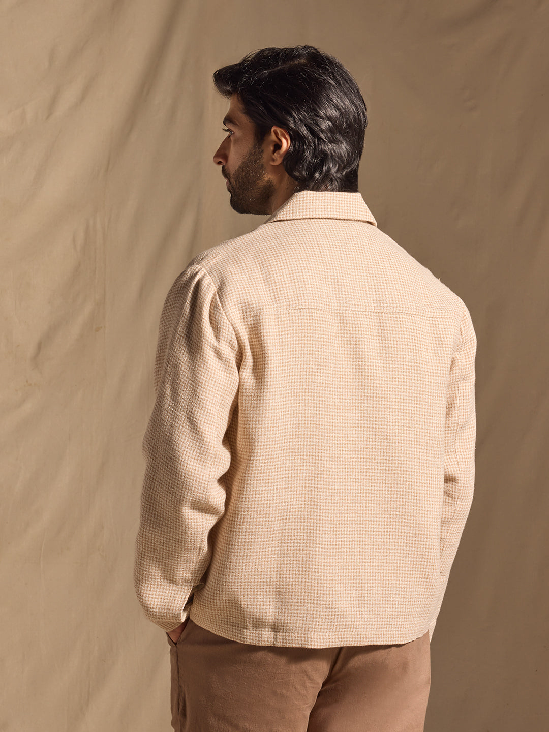 Knit-Textured Jacket - Beige