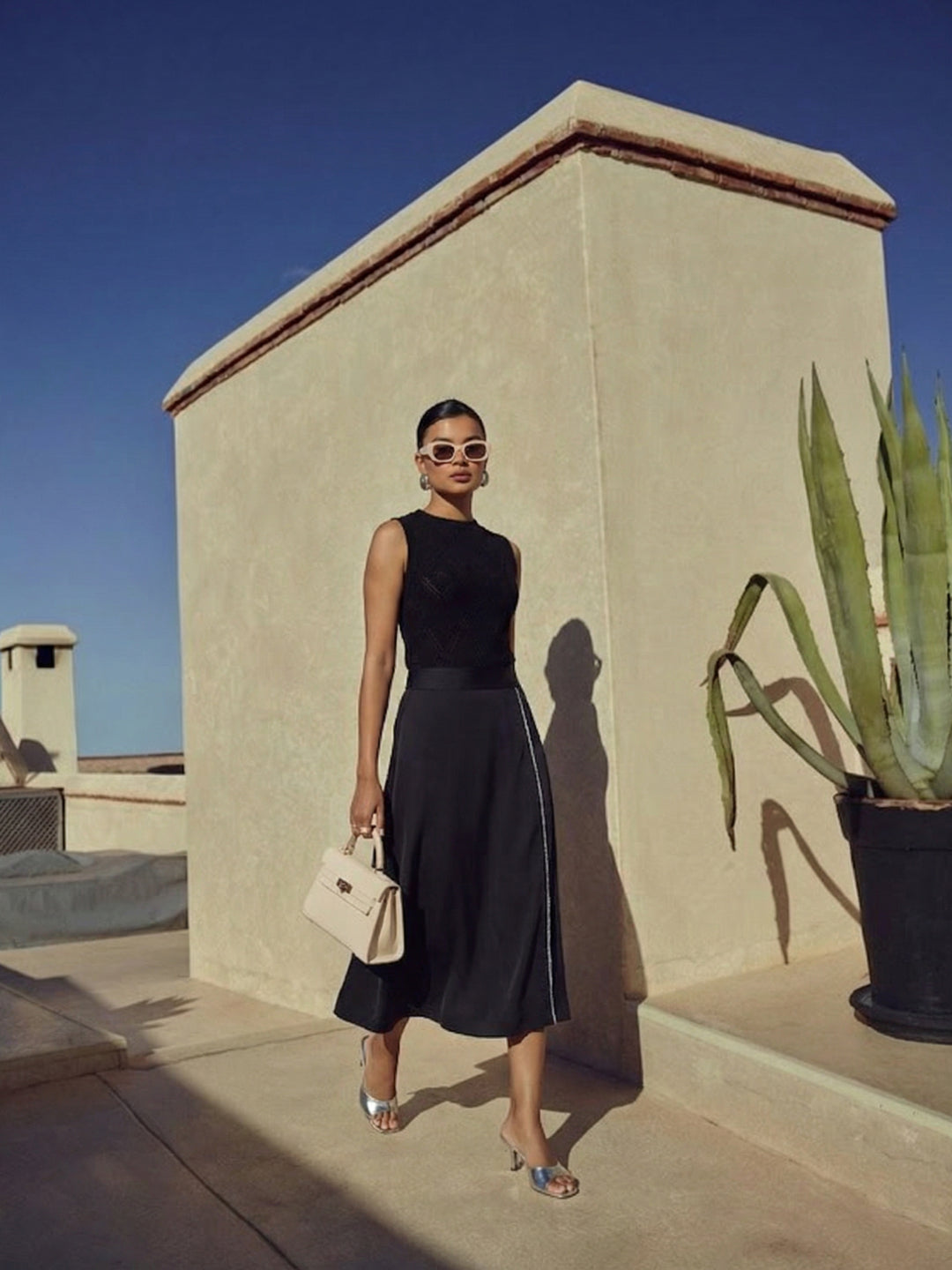 Knit-Textured Top - Black