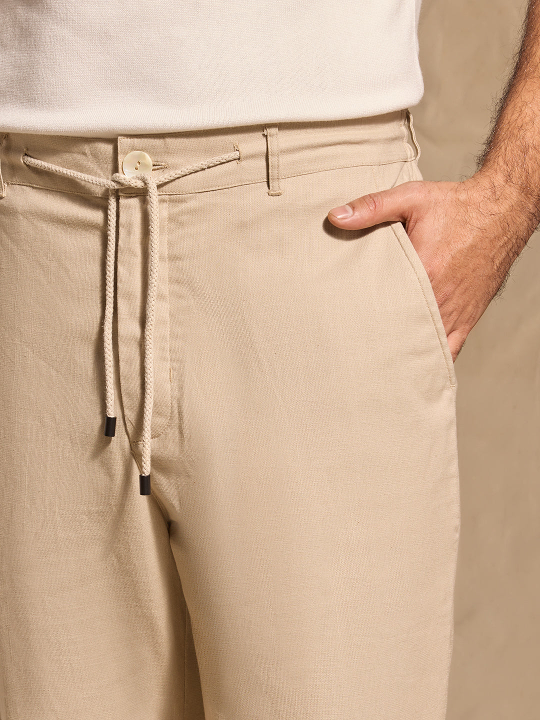 Solid Trousers - Beige