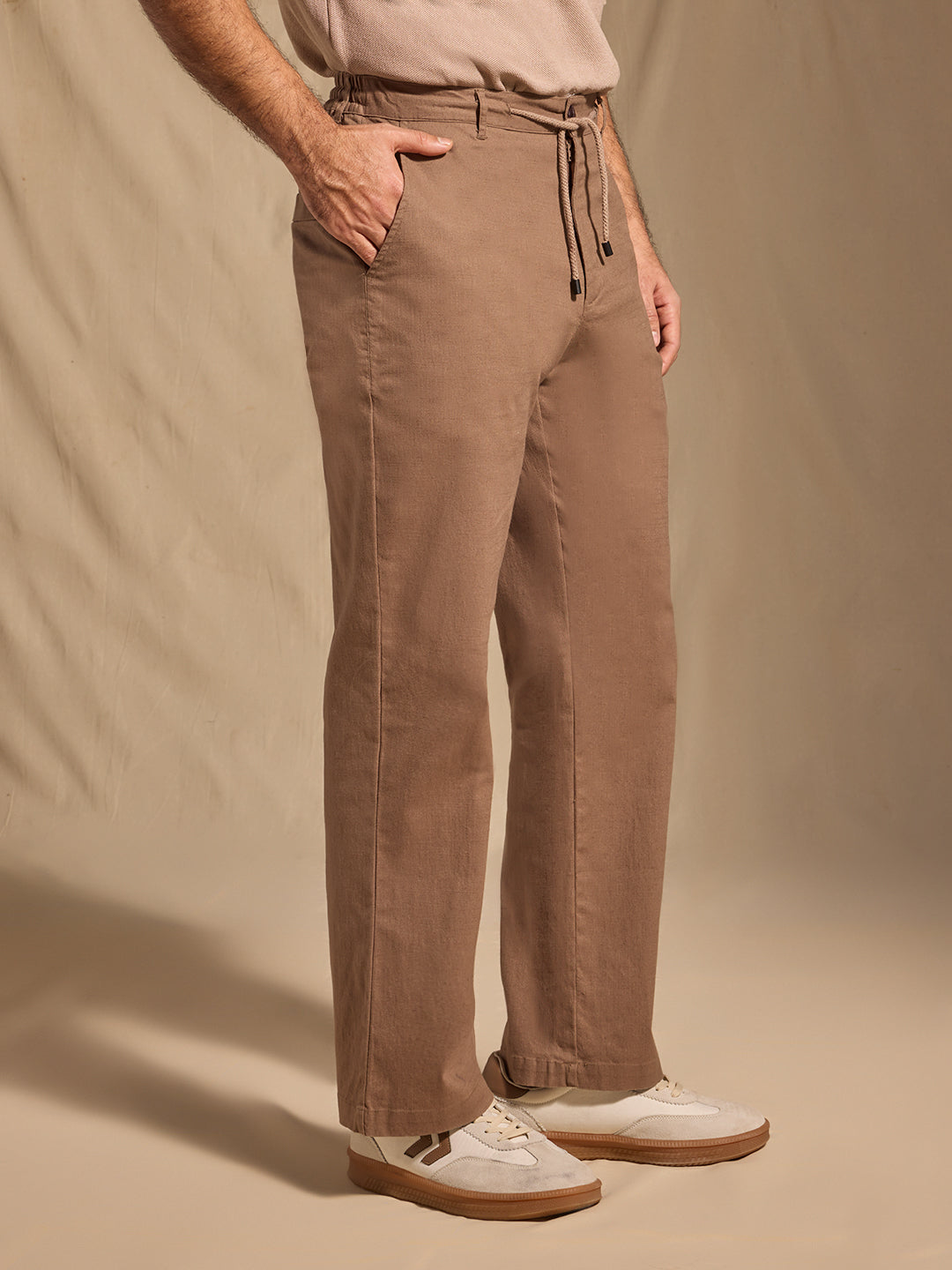 Solid Trousers - Brown