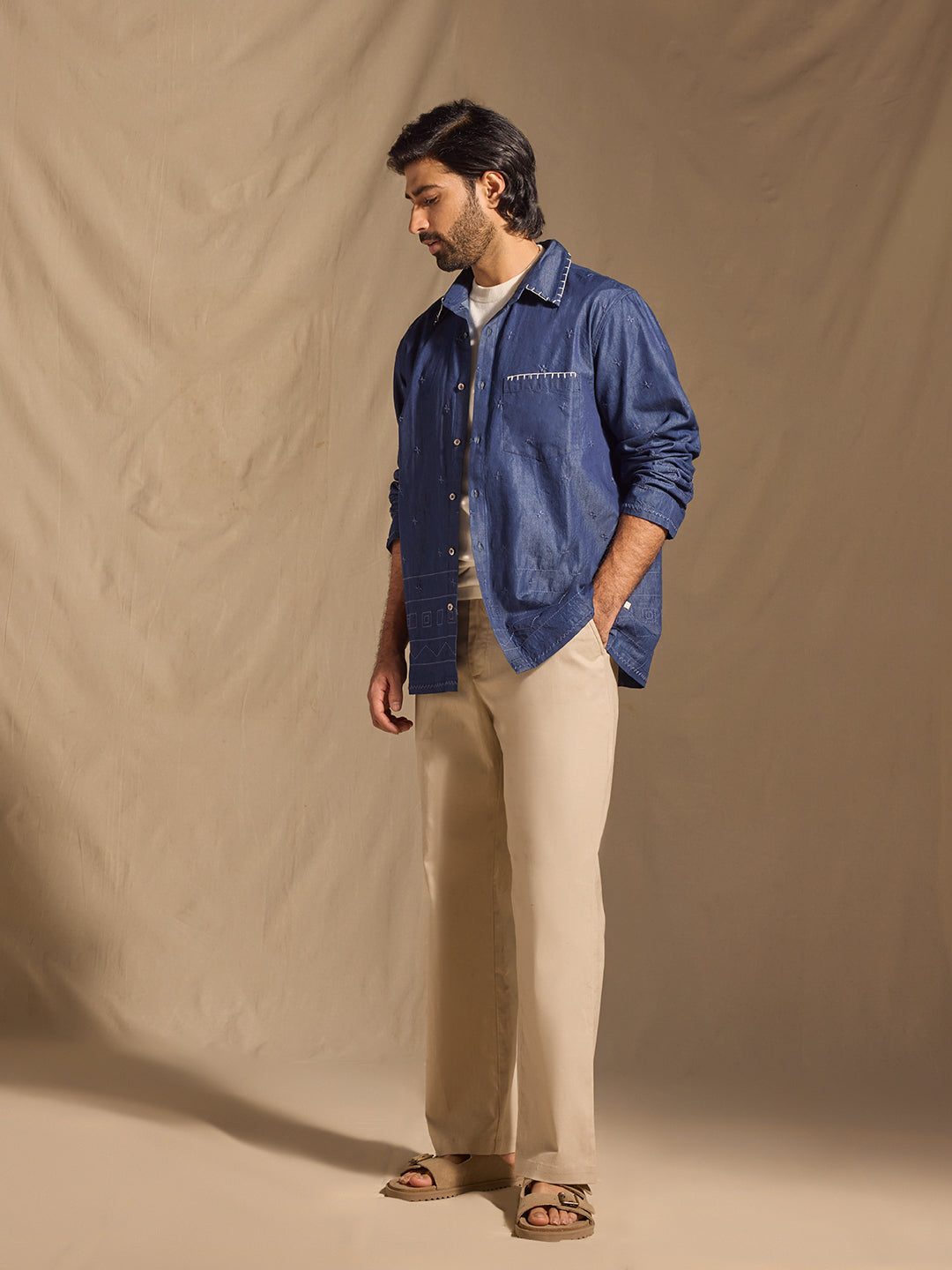 Embroidered  Shirt - Blue