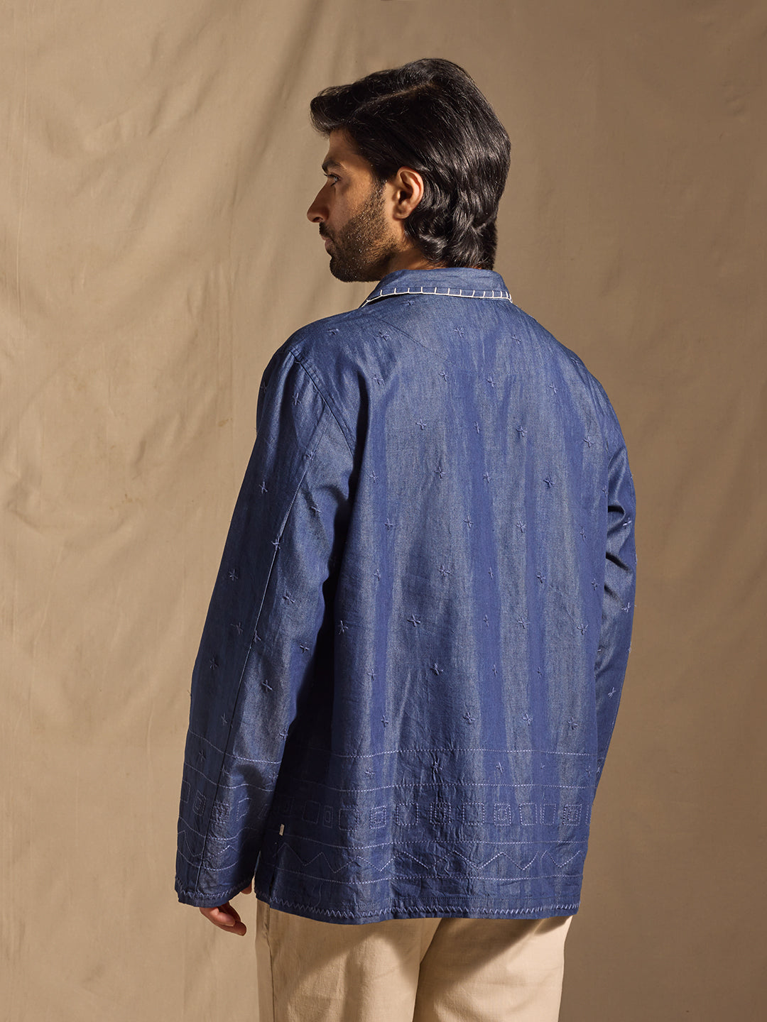 Embroidered  Shirt - Blue