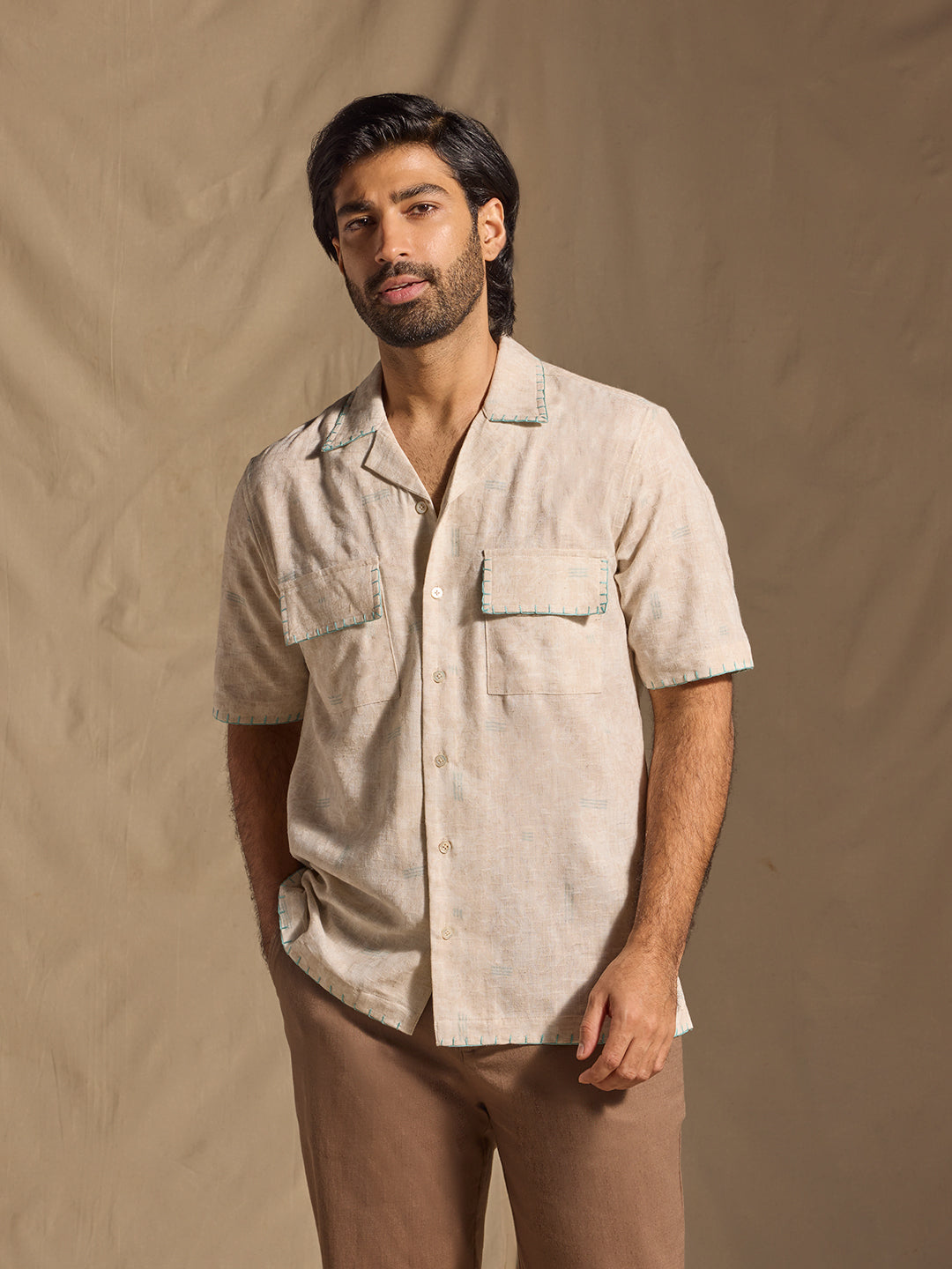 Embroidered Shirt - Beige