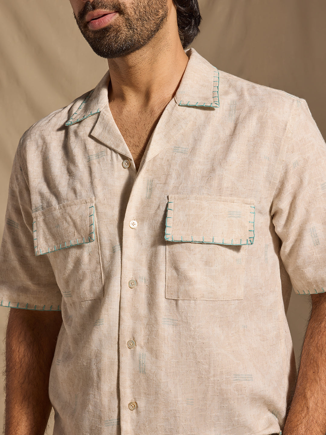 Embroidered Shirt - Beige