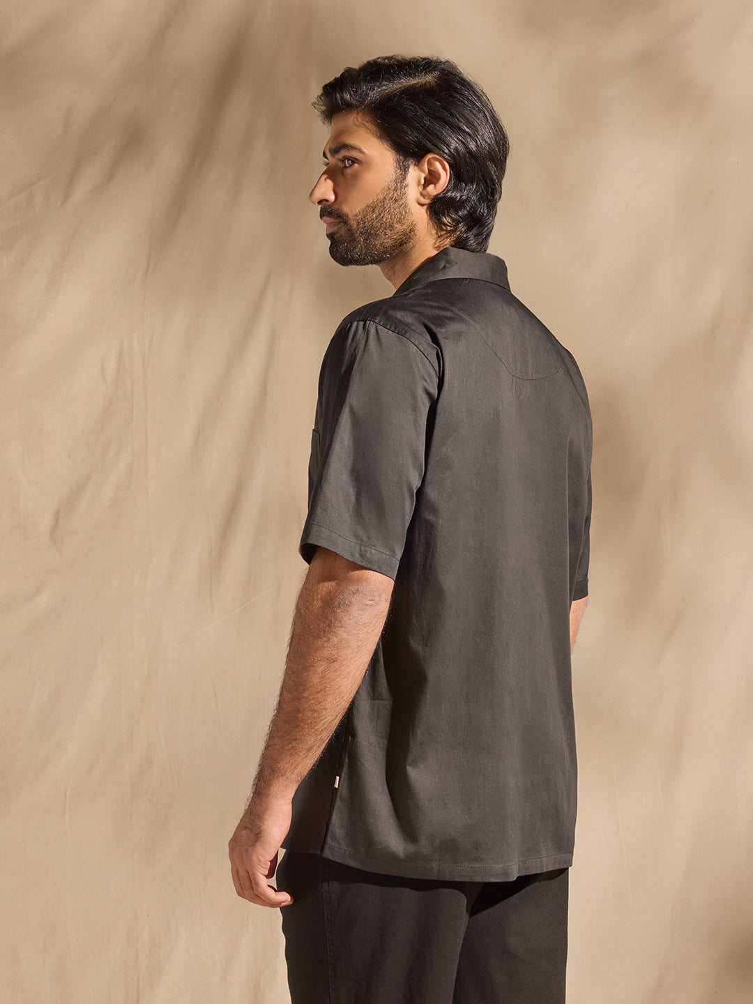 Pintuck Cotton Shirt - Black