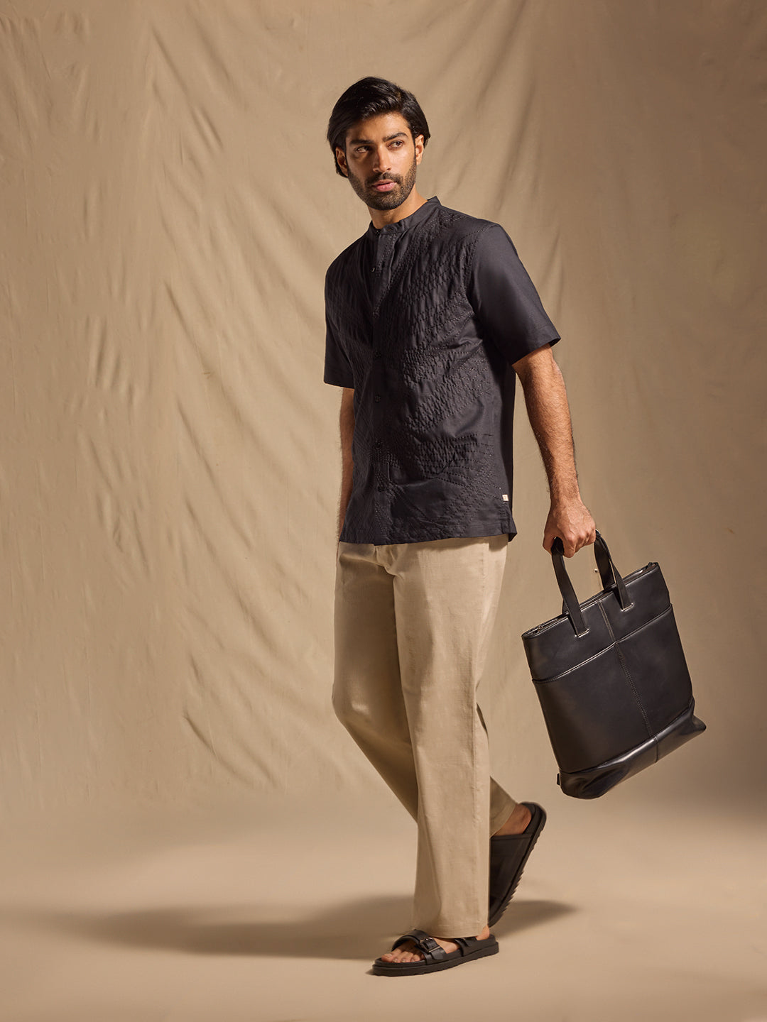 Embroidered Cotton Shirt - Black