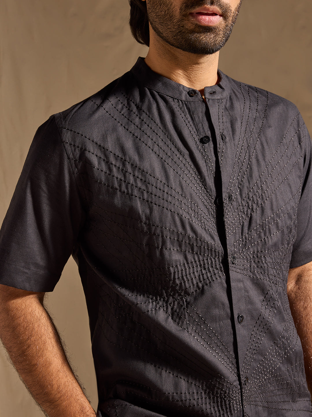 Embroidered Cotton Shirt - Black