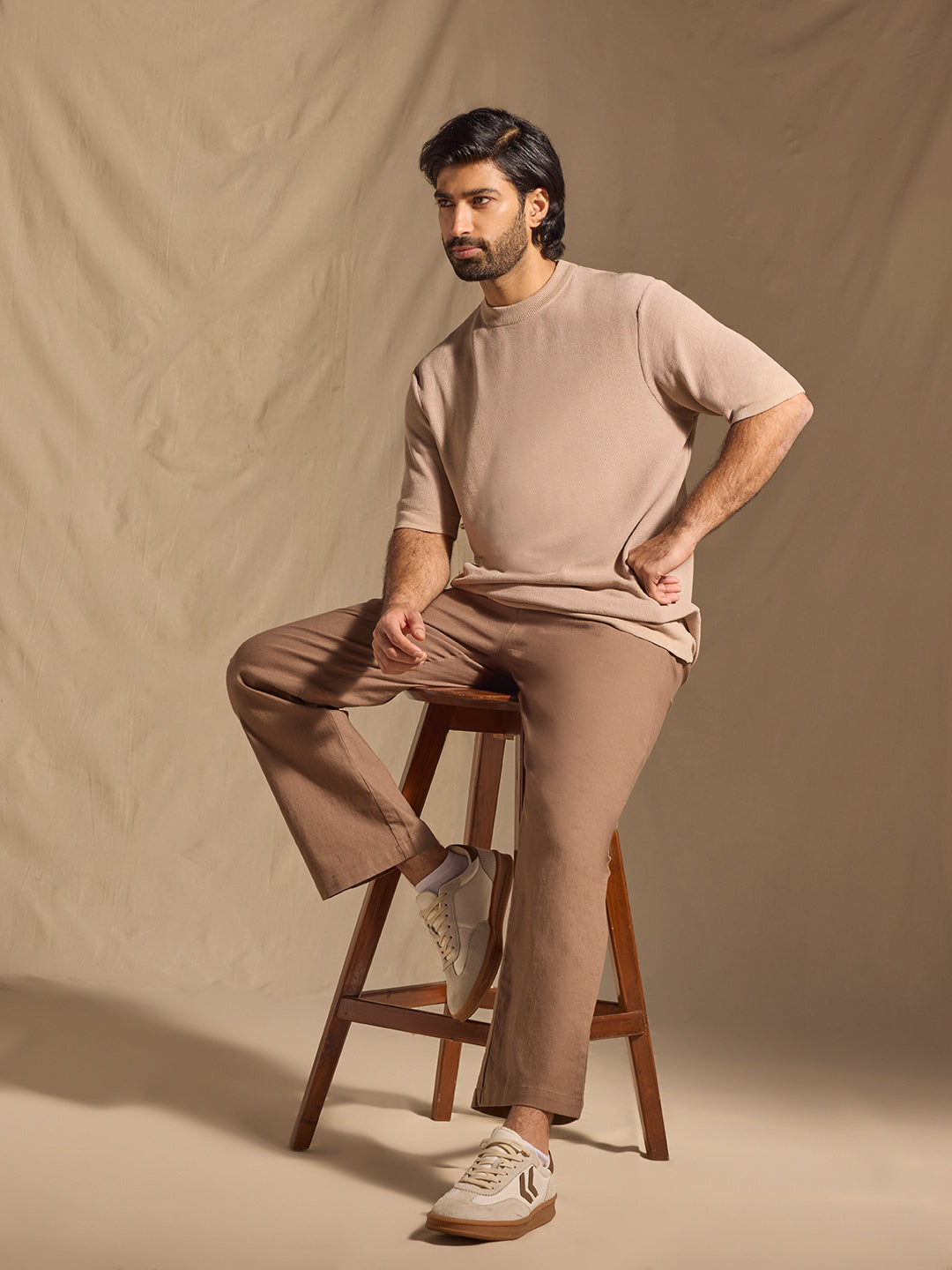 Knitted T-Shirt - Beige