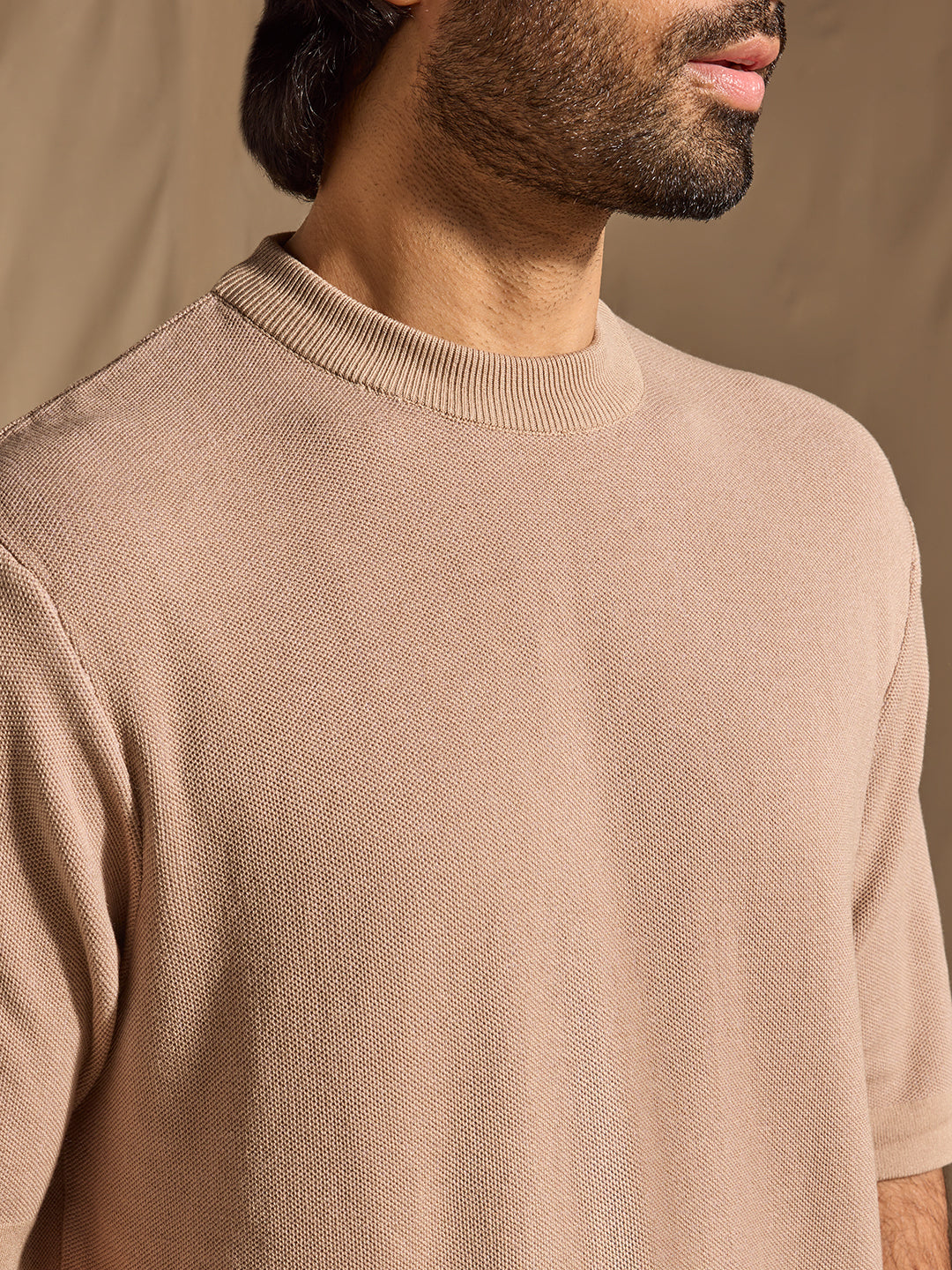 Knitted T-Shirt - Beige