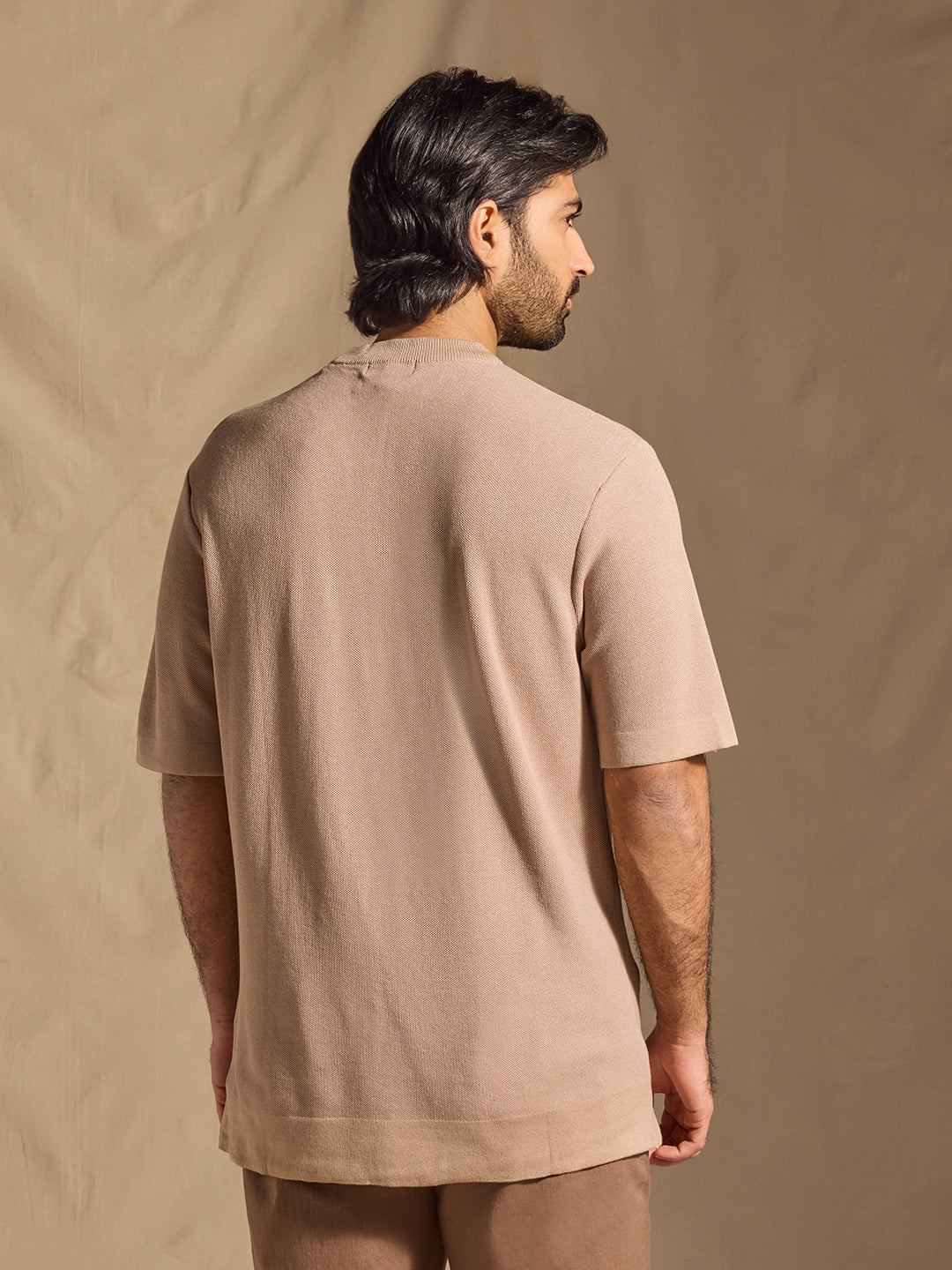 Knitted T-Shirt - Beige