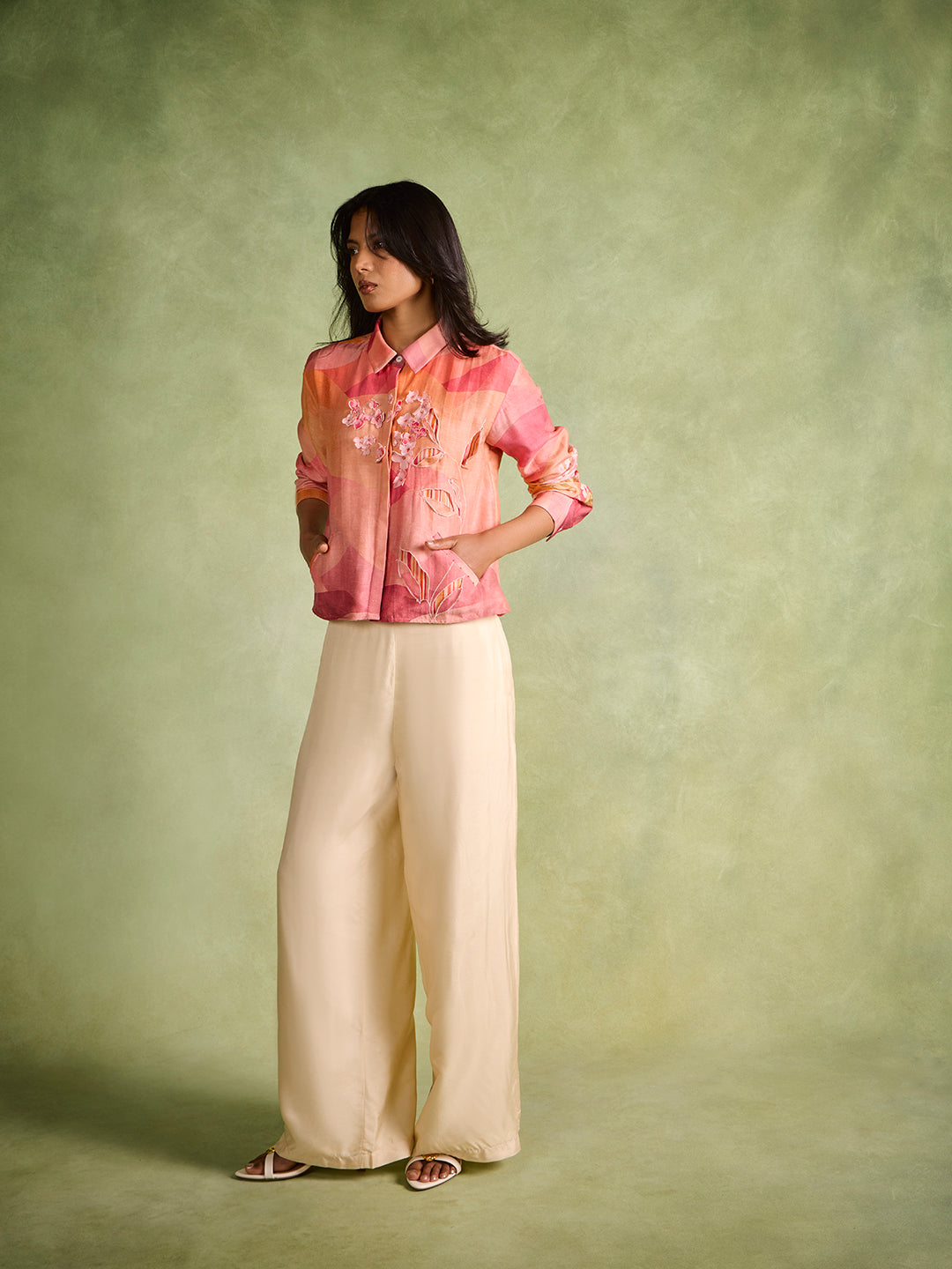 Appliqué Printed Shirt – Pink