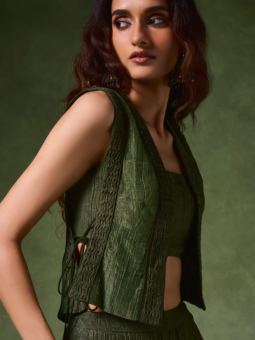 Crushed Tissue Co-ord Set– Green