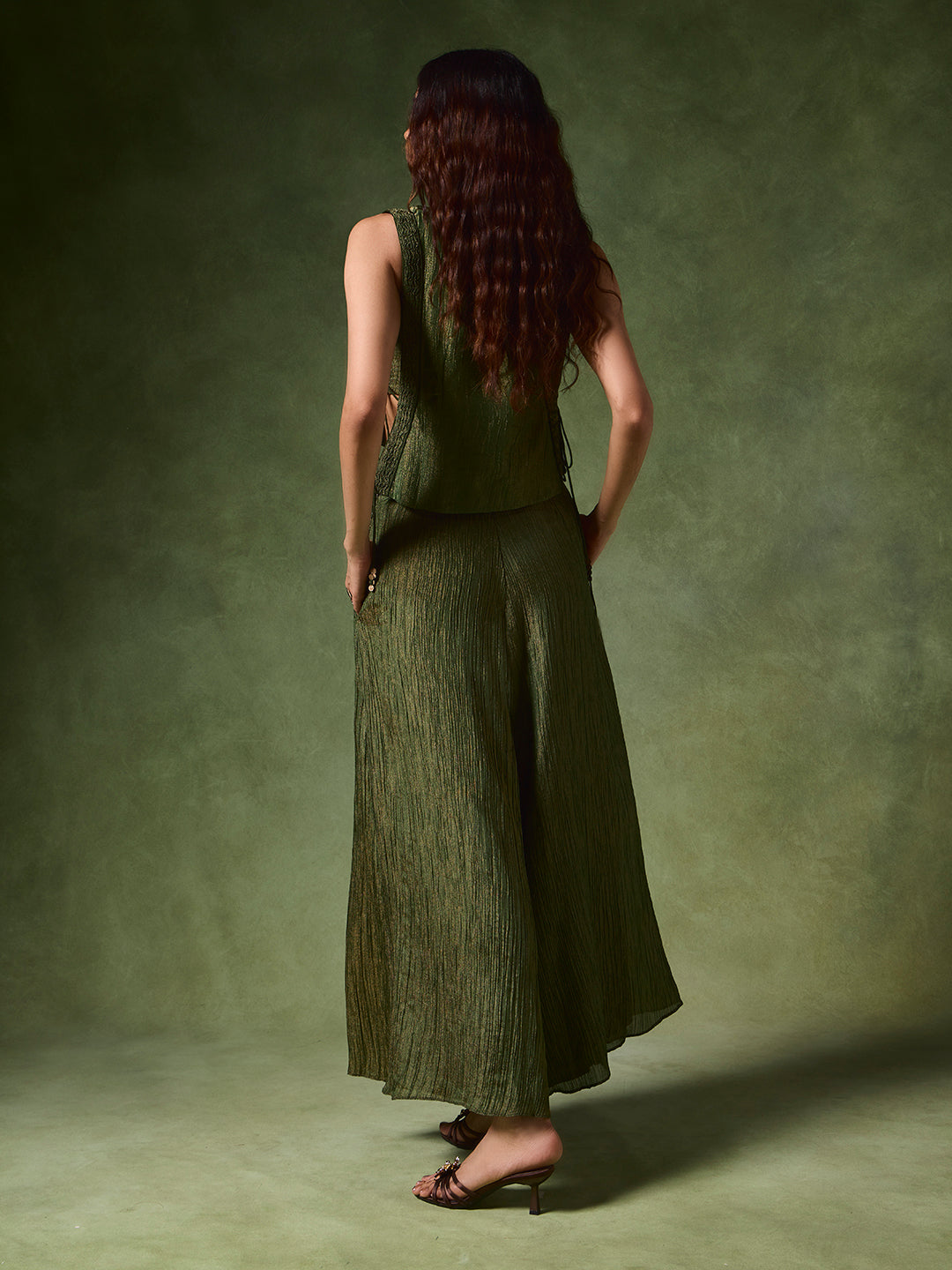 Crushed Tissue Co-ord Set– Green