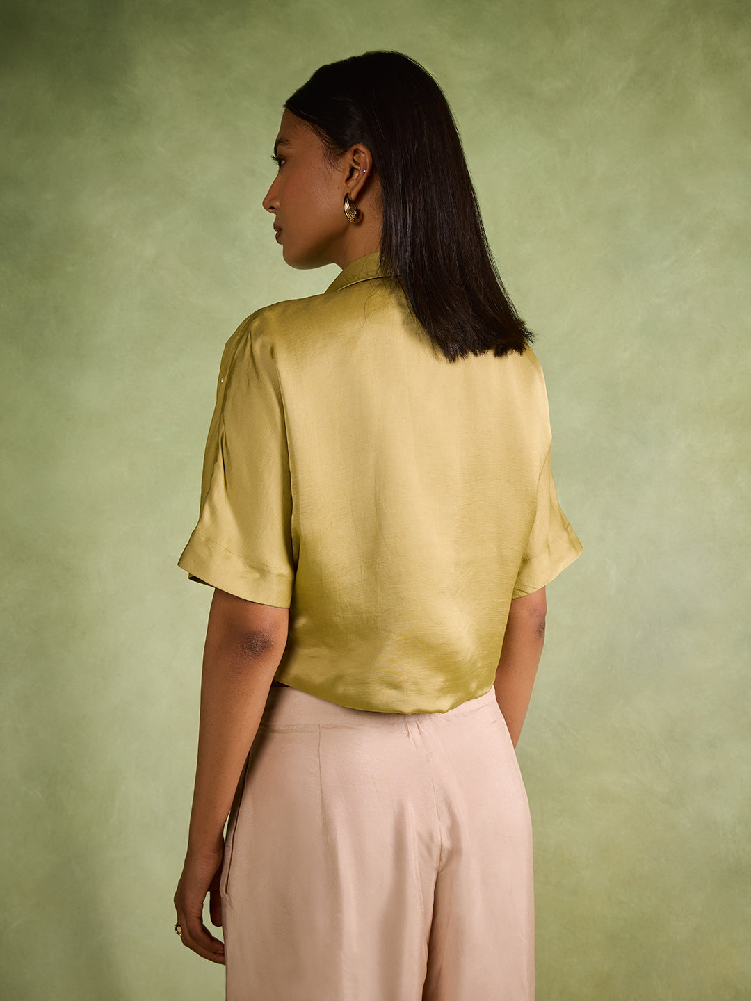 Embroidered Wrap Top – Olive