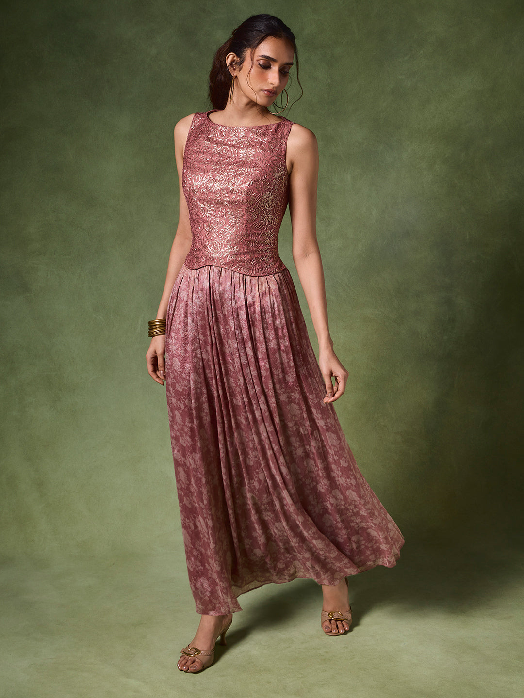 Embellished Midi Dress – Pink