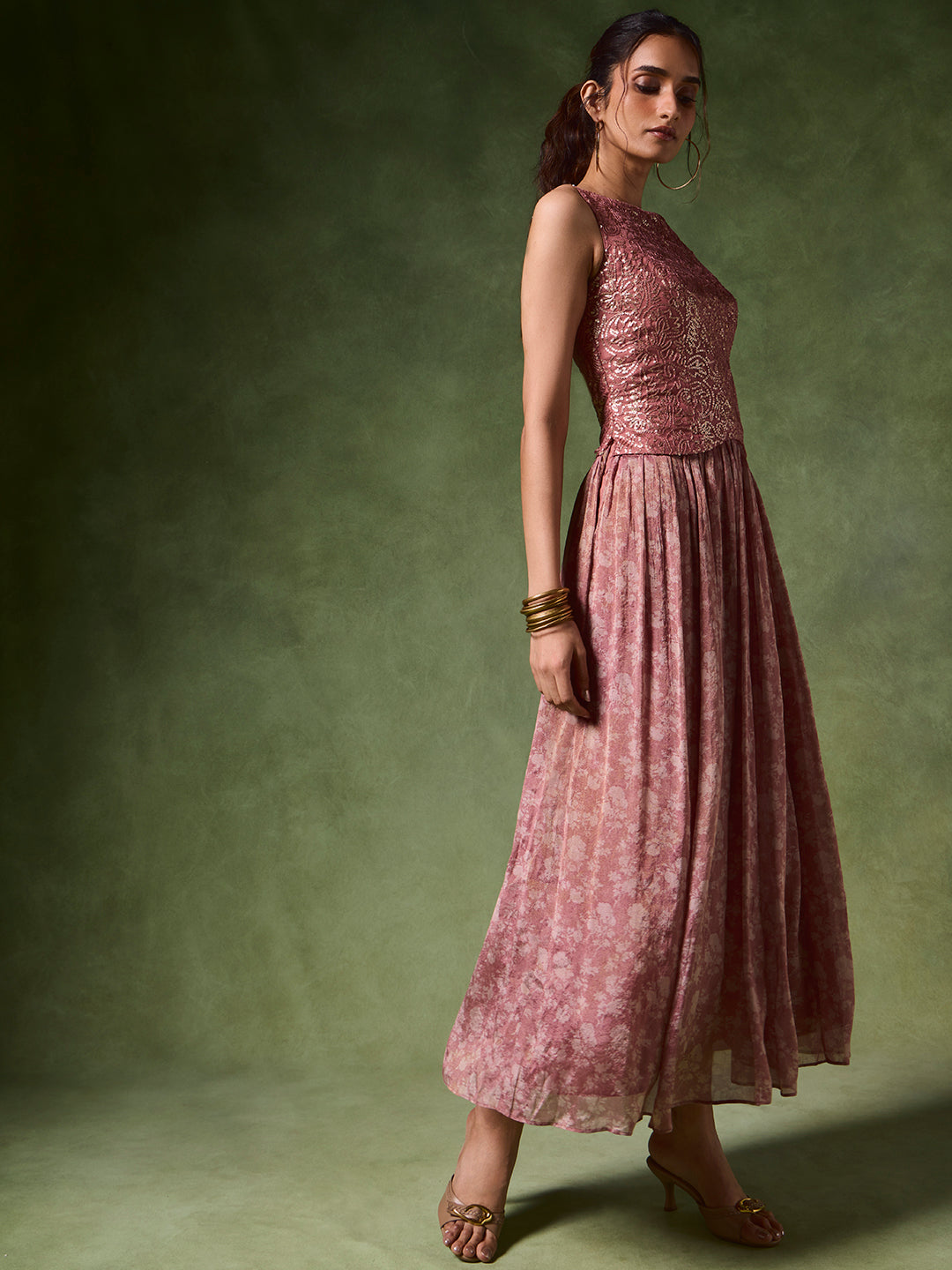 Embellished Midi Dress – Pink