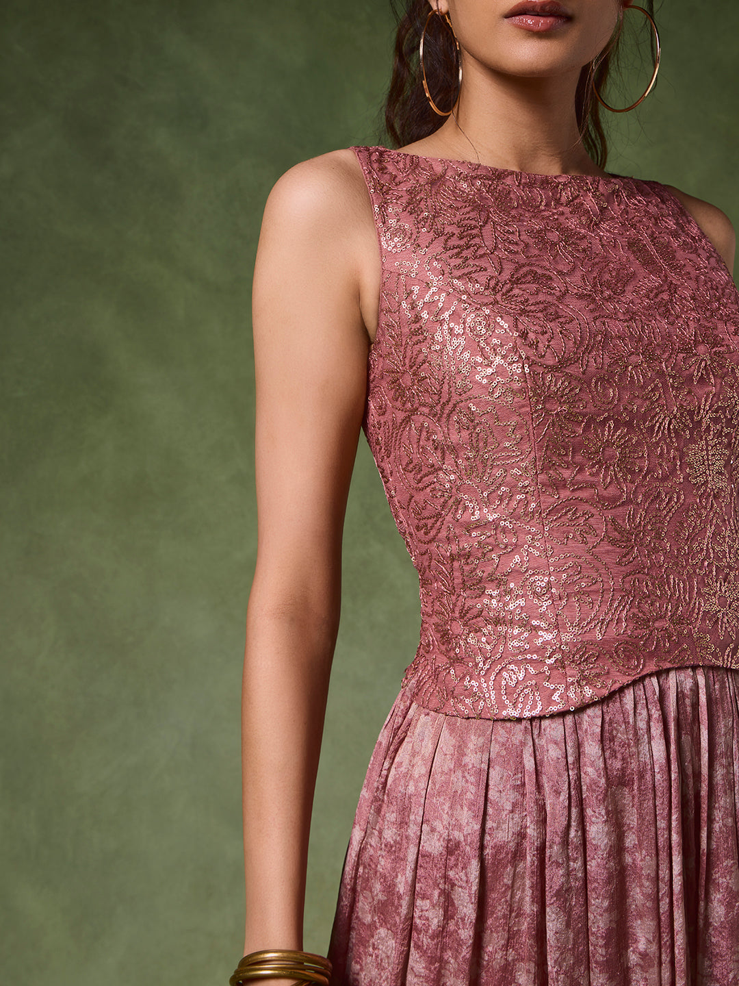 Embellished Midi Dress – Pink