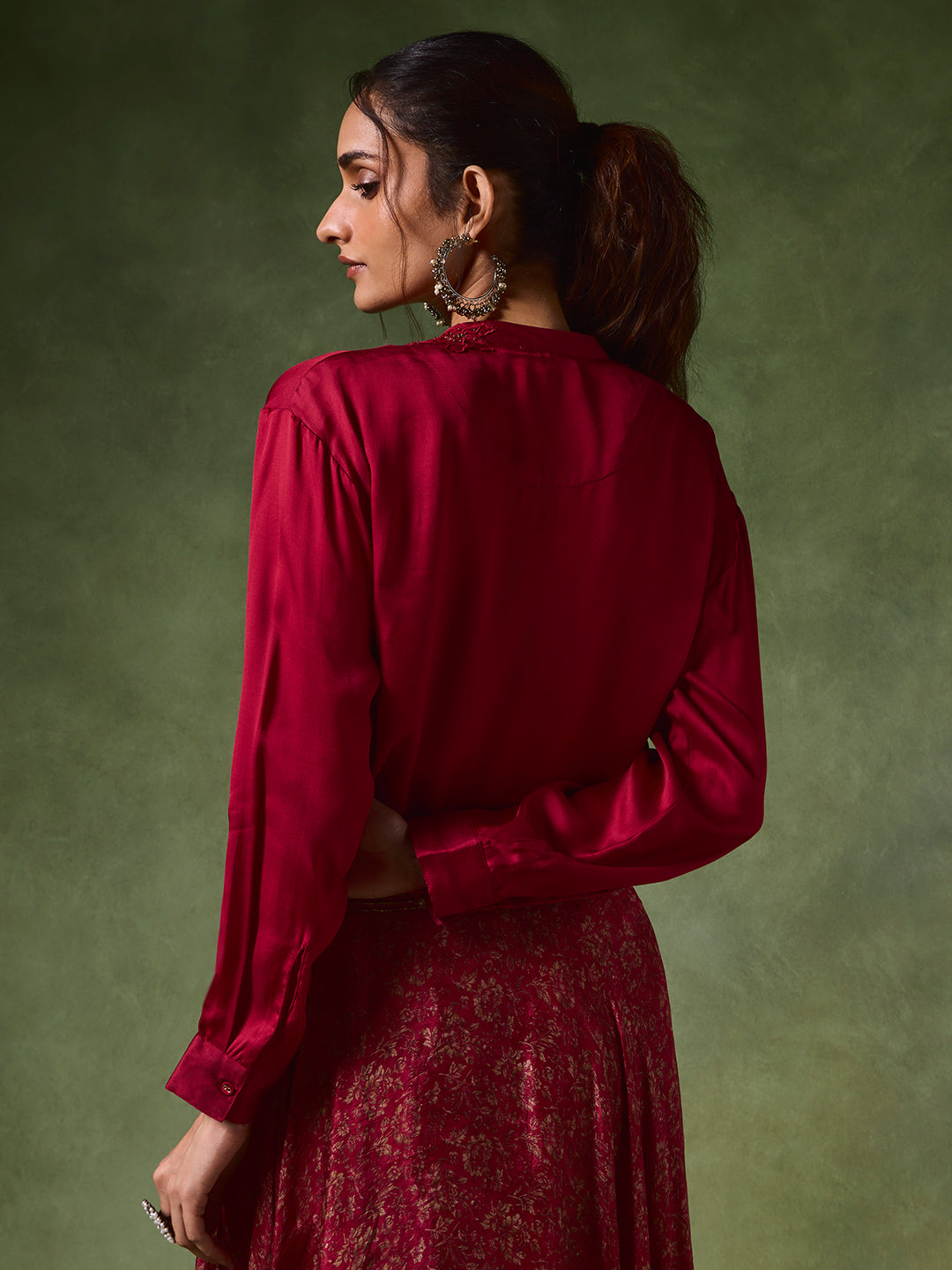 Organza Shirt with Camisole – Red