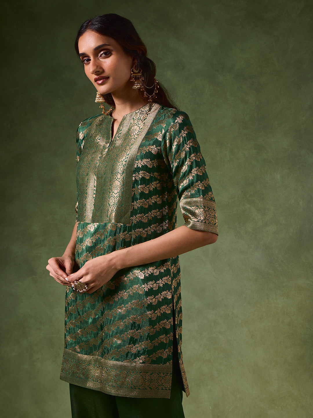 Jacquard Kurta – Green