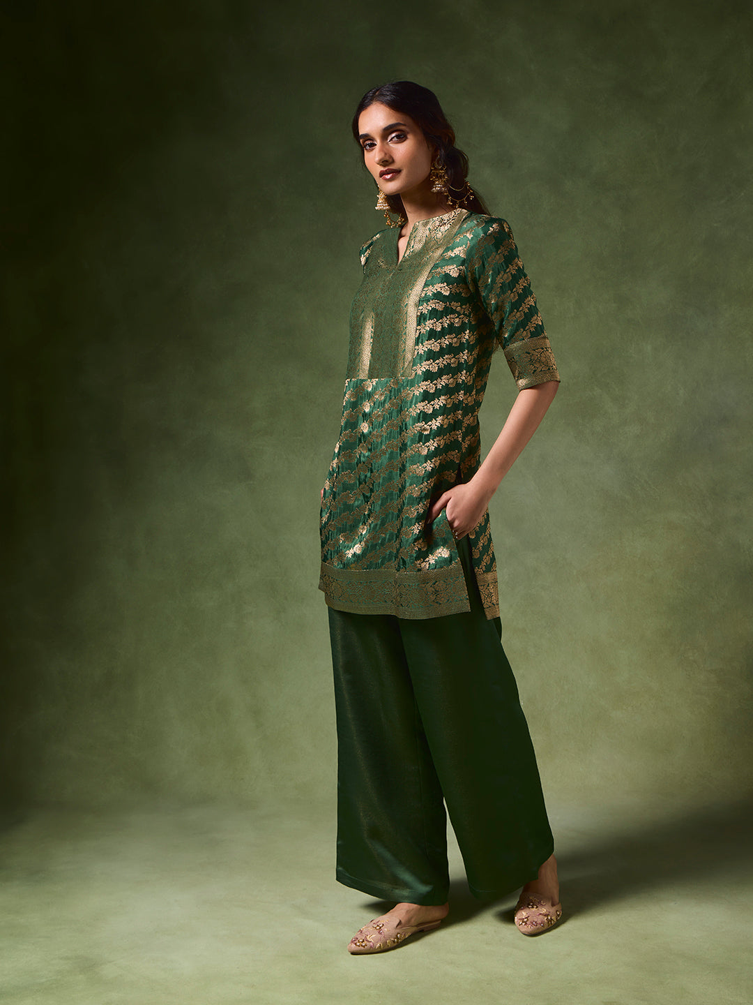 Jacquard Kurta – Green