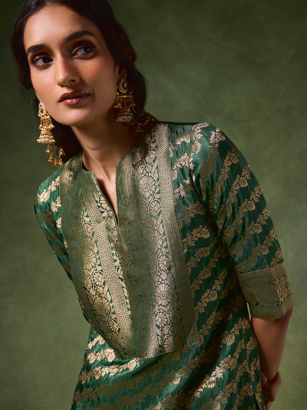 Jacquard Kurta – Green