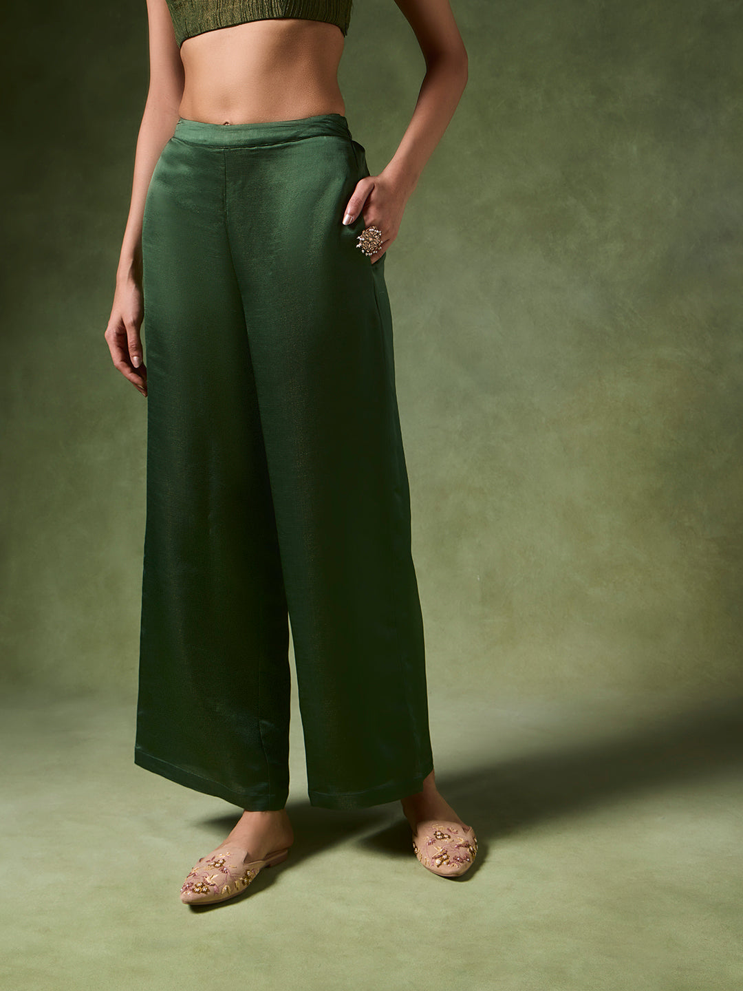Wide-Leg Pants – Green