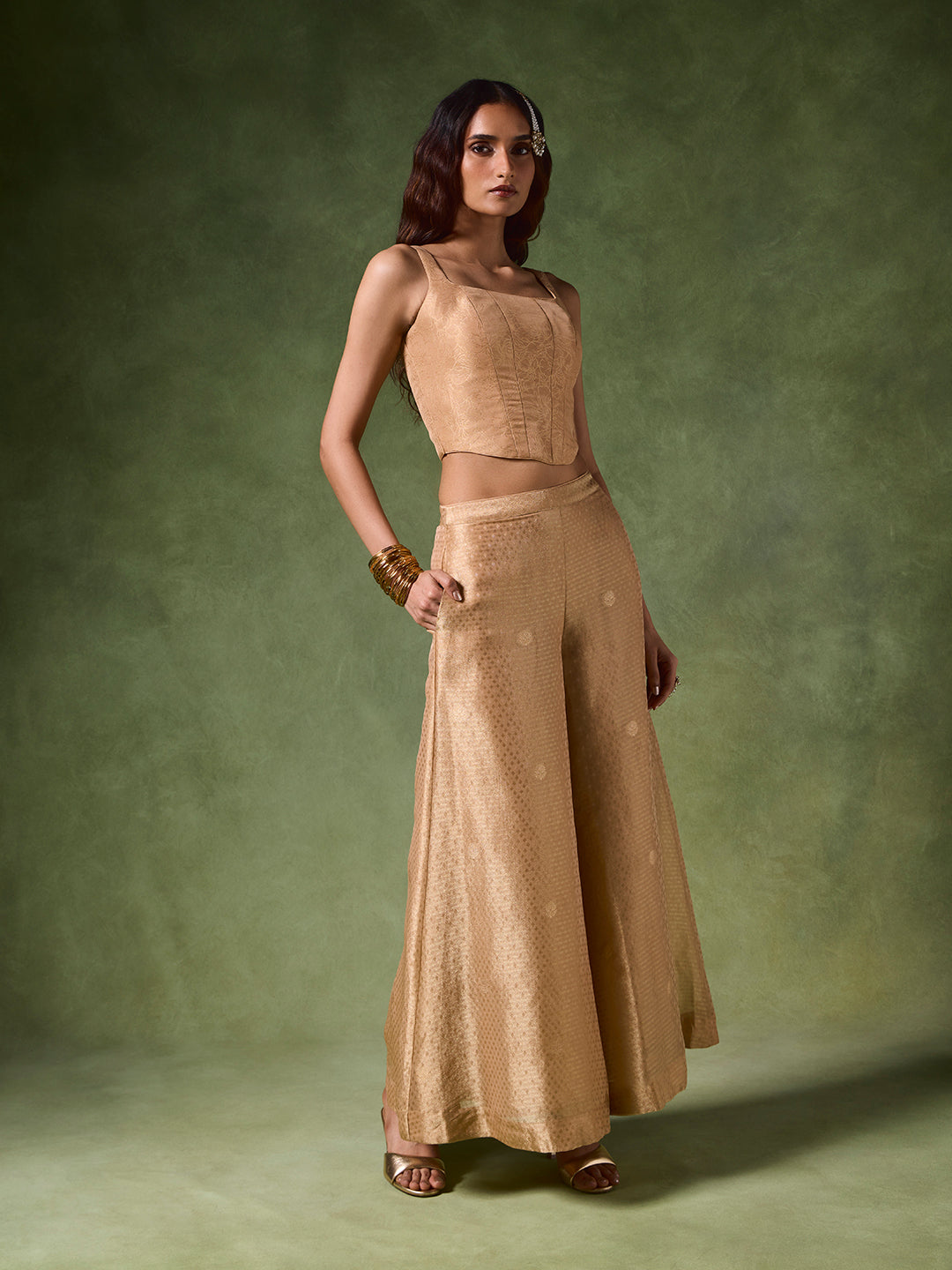 Jacquard Corset Top – Gold