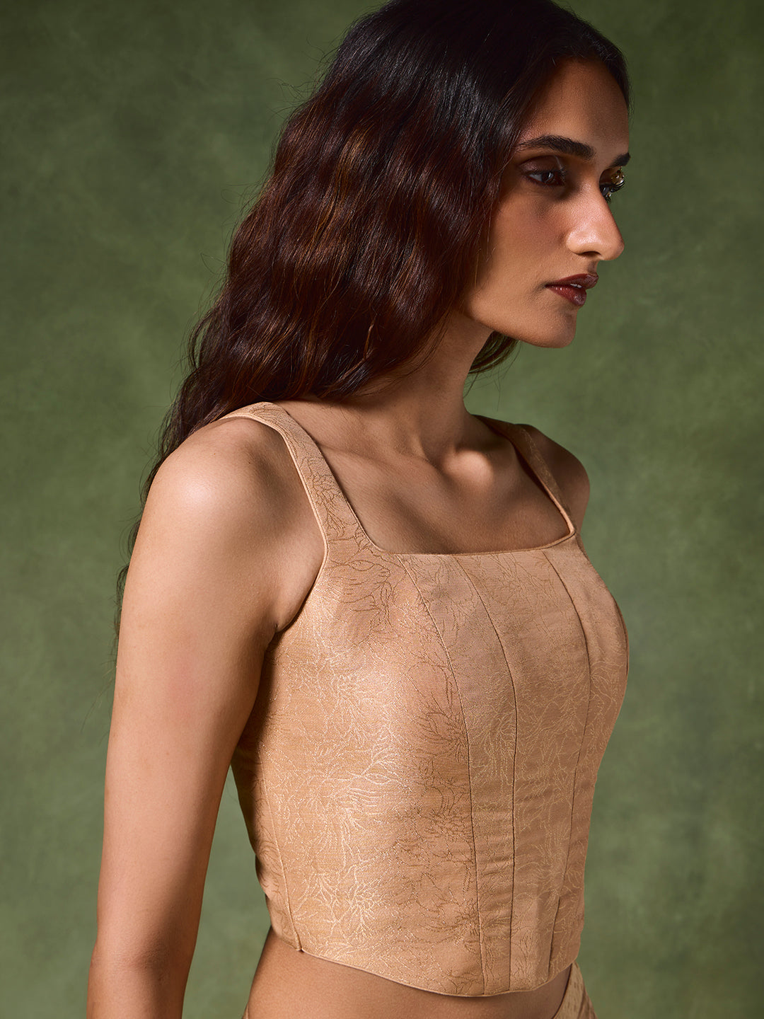 Jacquard Corset Top – Gold