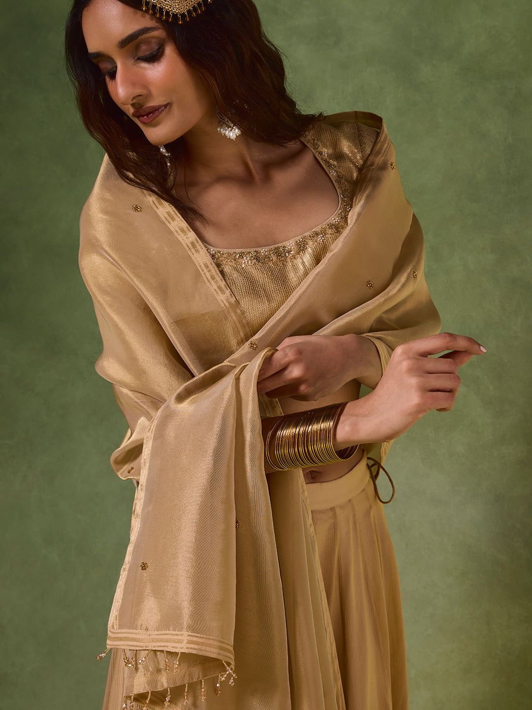 Embellished Dupatta – Gold