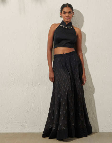 Black Embellished Lehenga Set