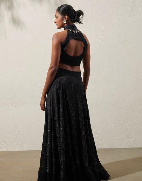 Black Embellished Lehenga Set