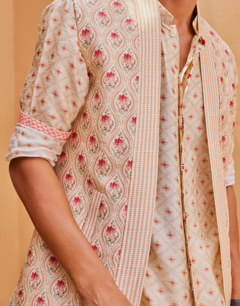 Printed Kurta with bundi