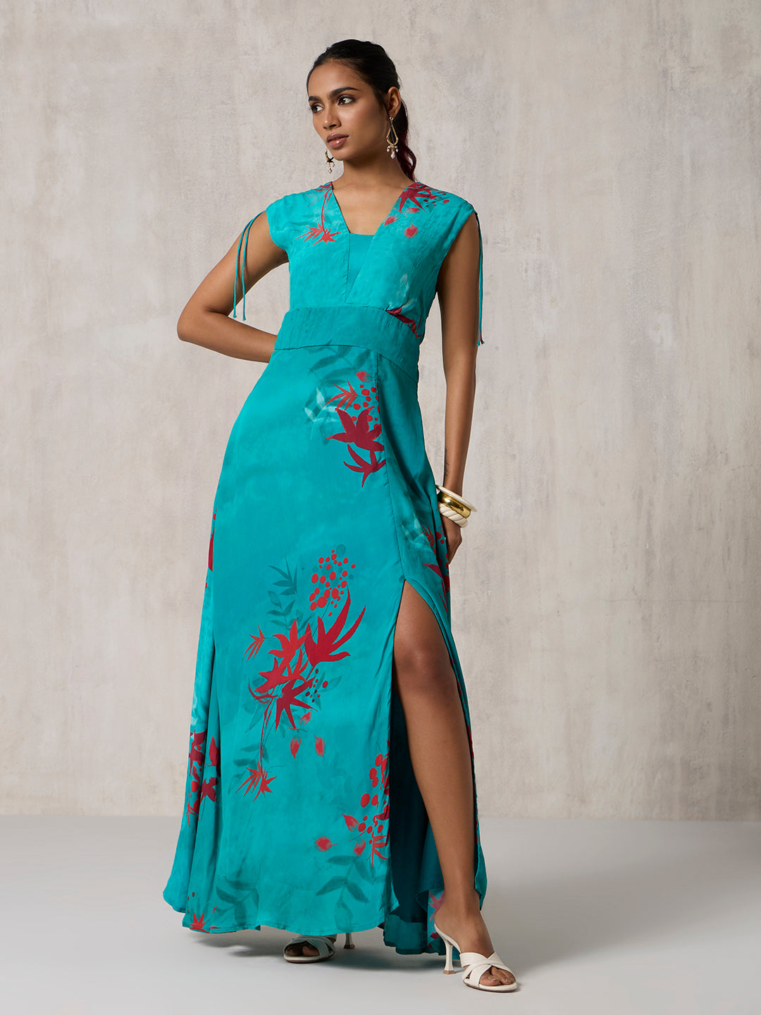 Printed Maxi Dress - Teal