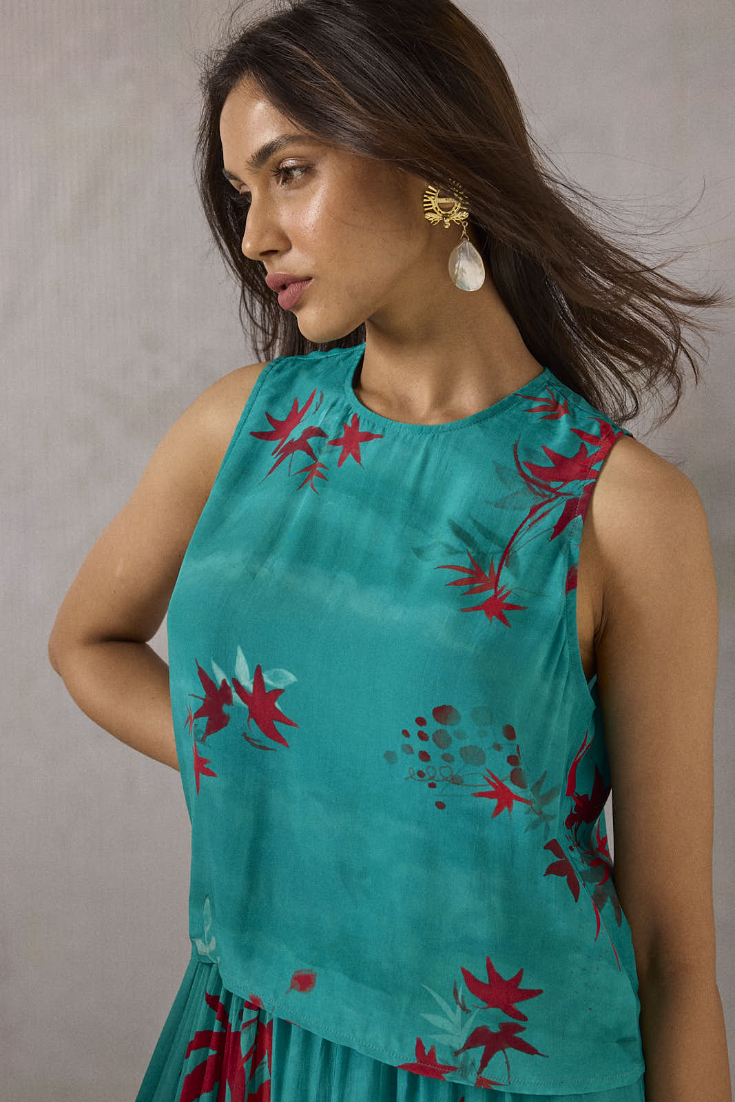 Printed Crop Top - Blue