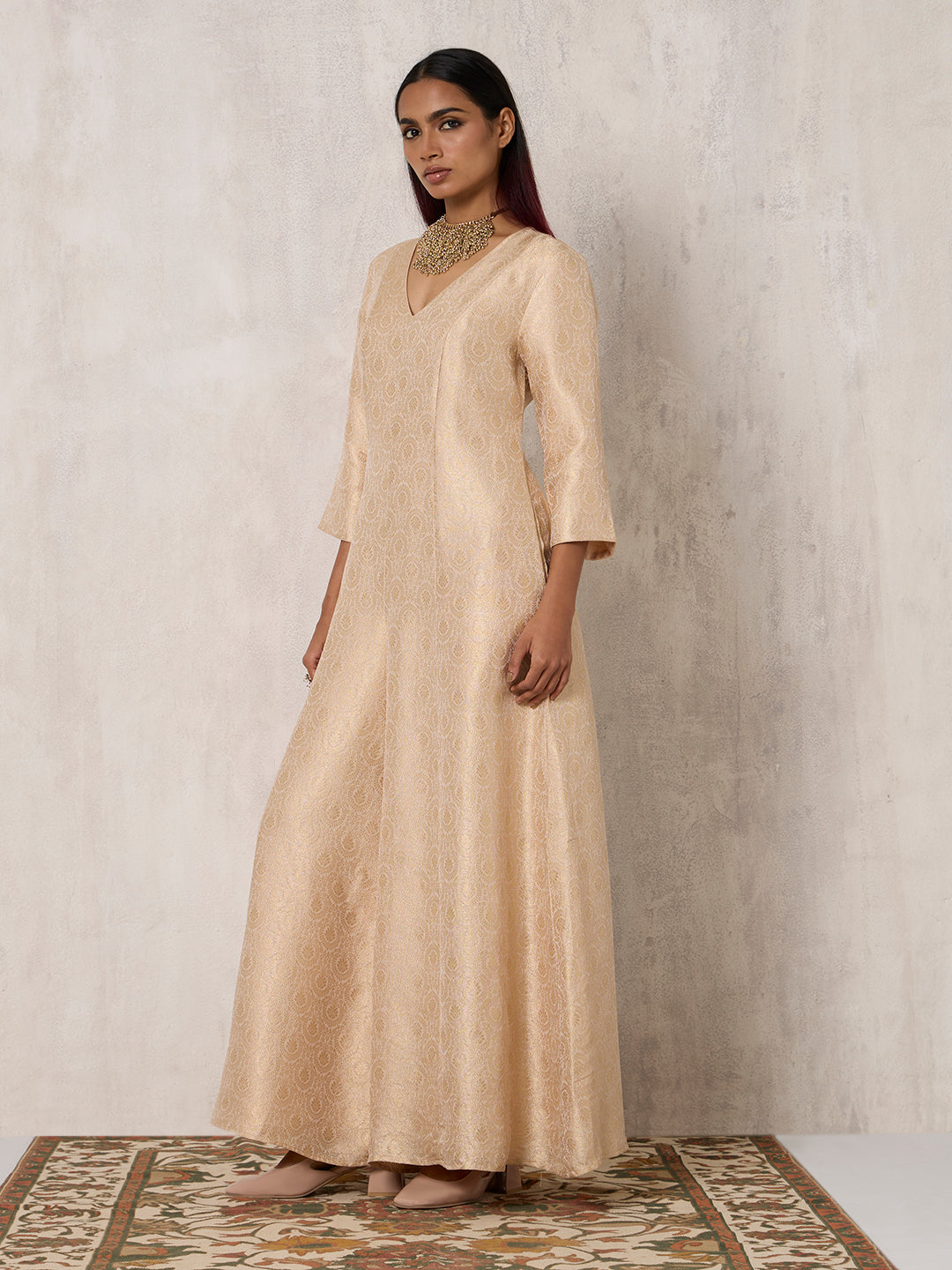 Brocade Jumpsuit - Beige