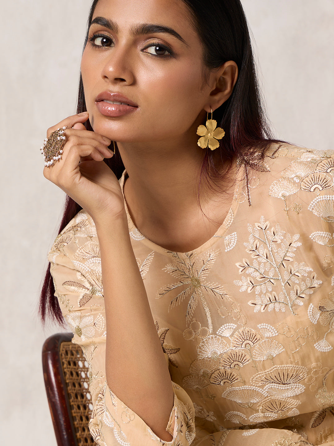 Kurta and Dress Set - Beige