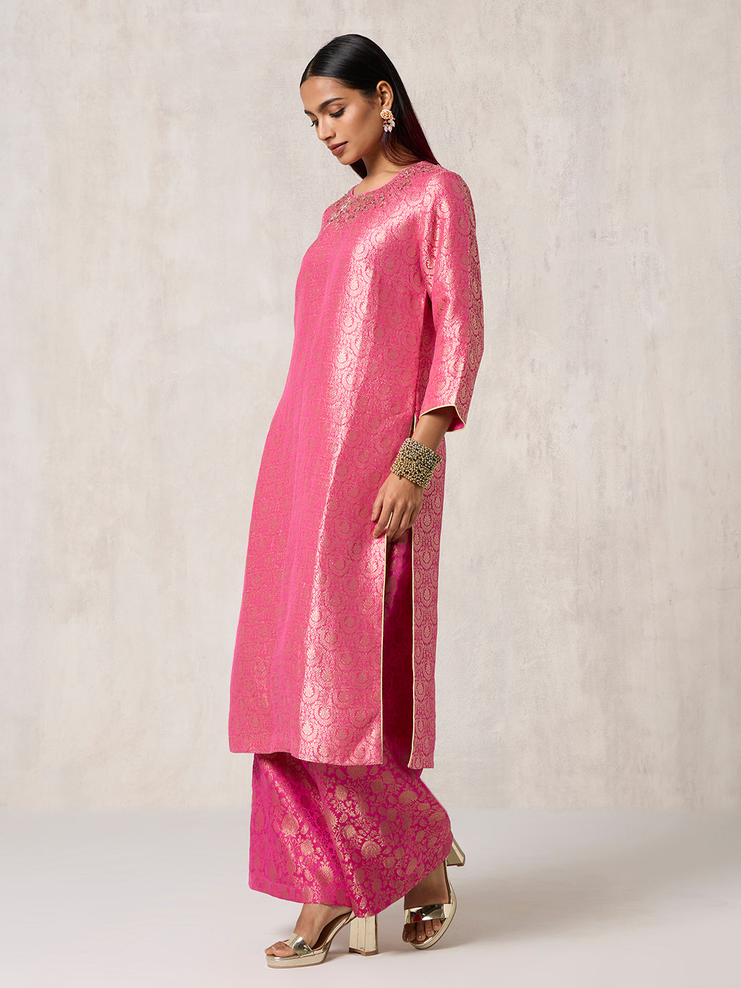 Brocade Kurta - Pink