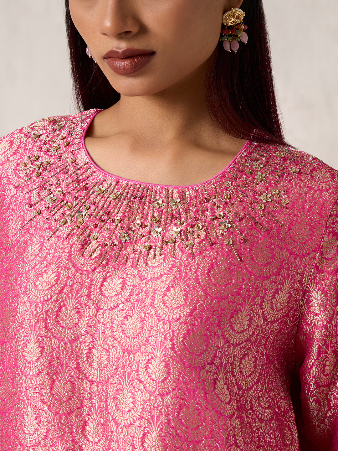 Brocade Kurta - Pink