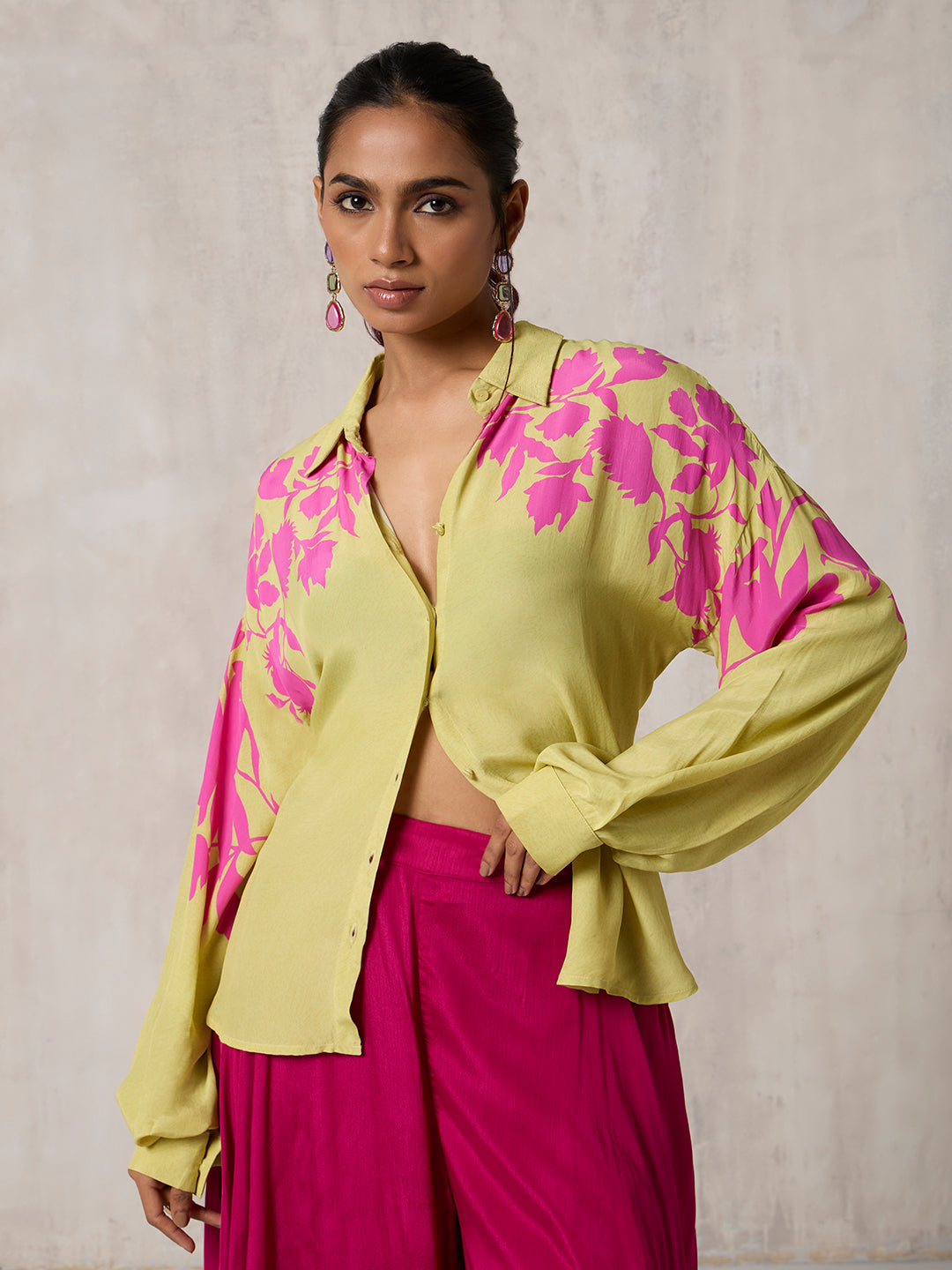 Floral Printed Shirt - Lime