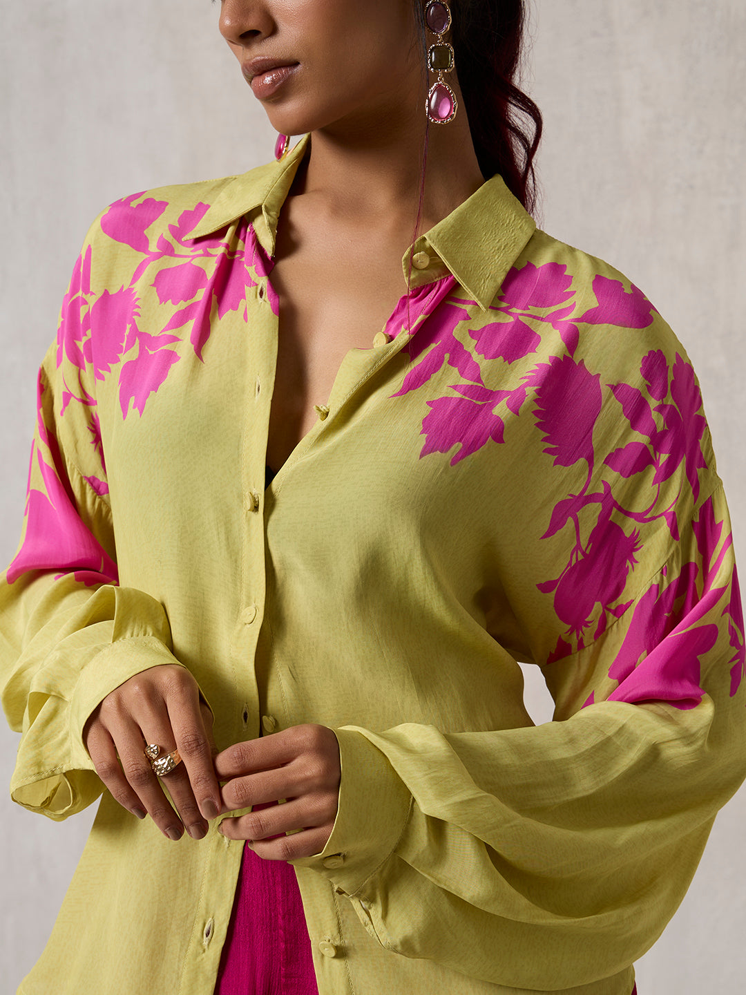 Floral Printed Shirt - Lime