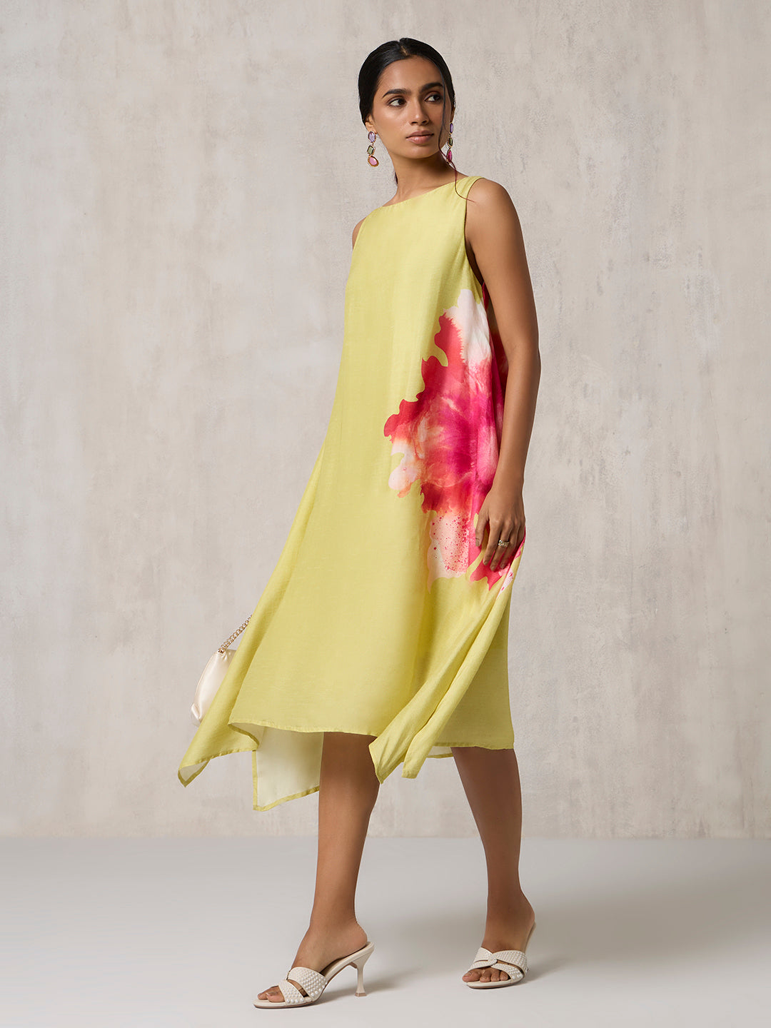 Floral Design Dress - Lime