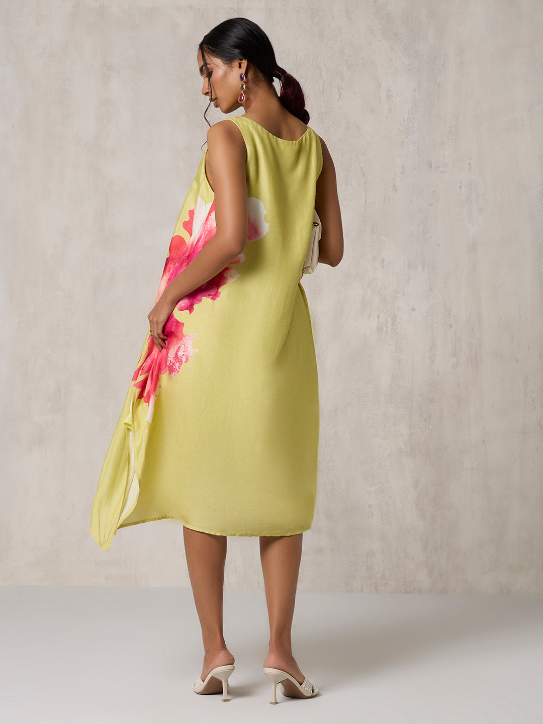 Floral Design Dress - Lime