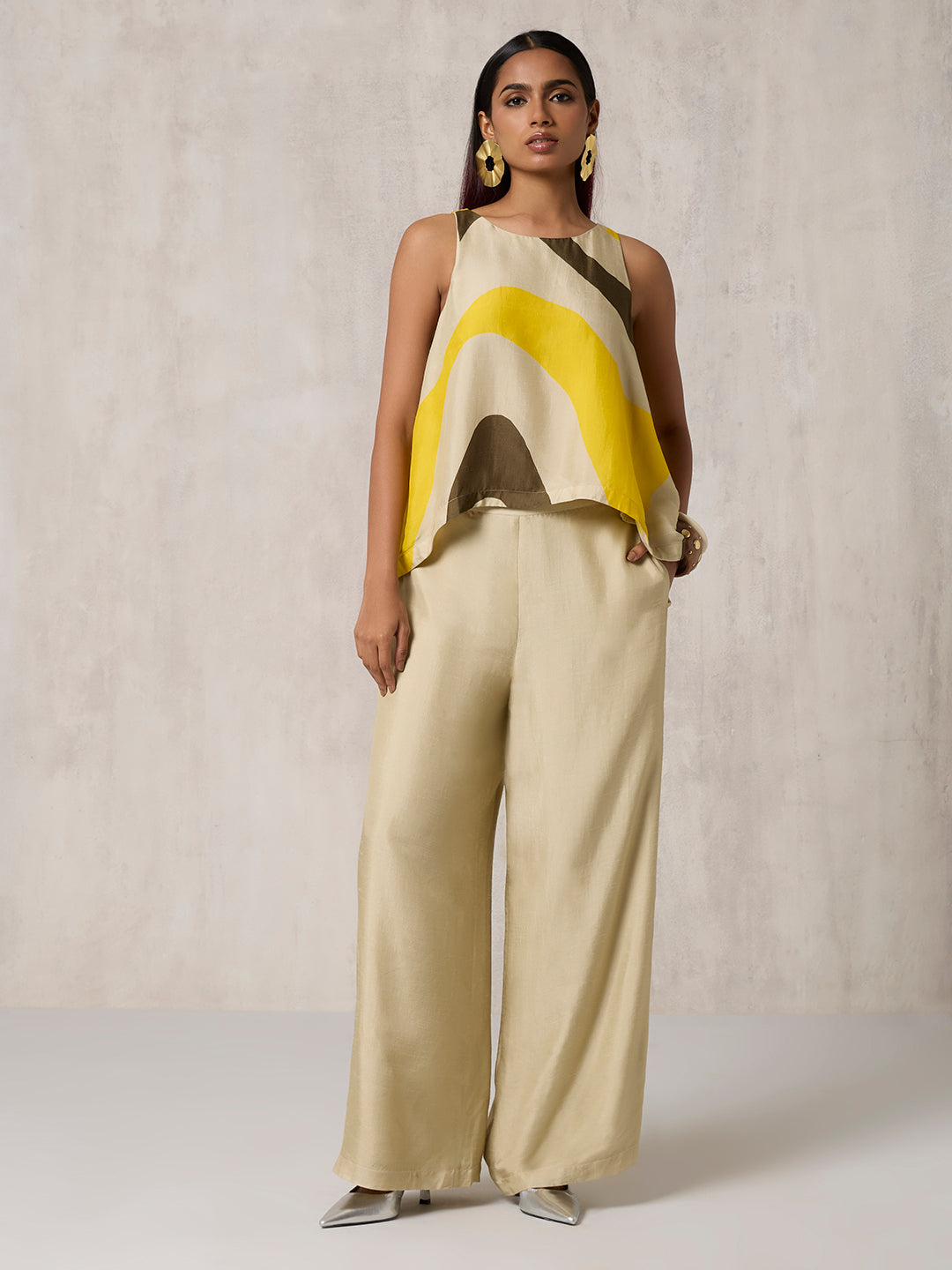 Abstract Printed Top - Ivory