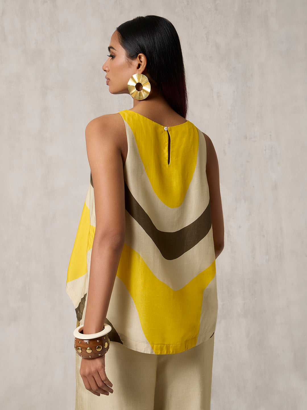 Abstract Printed Top - Ivory