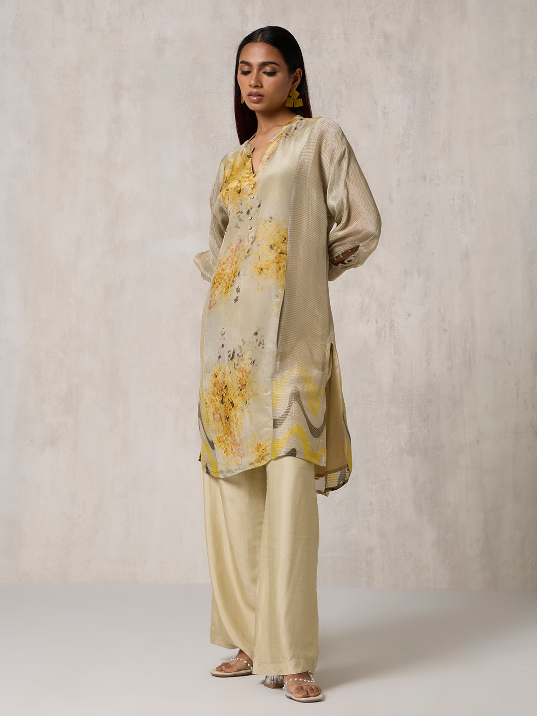 Abstract Printed Kurta - Beige