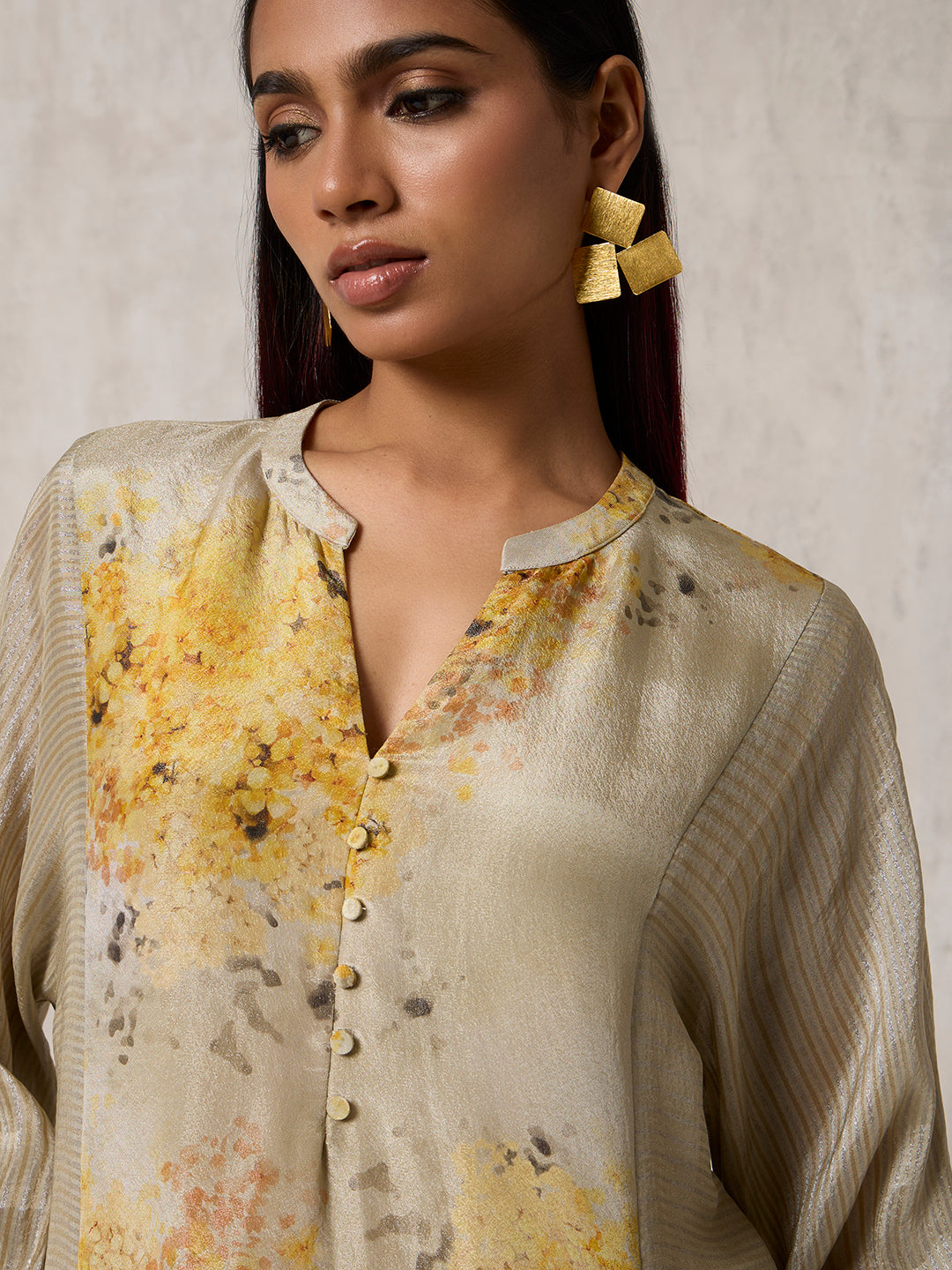Abstract Printed Kurta - Beige