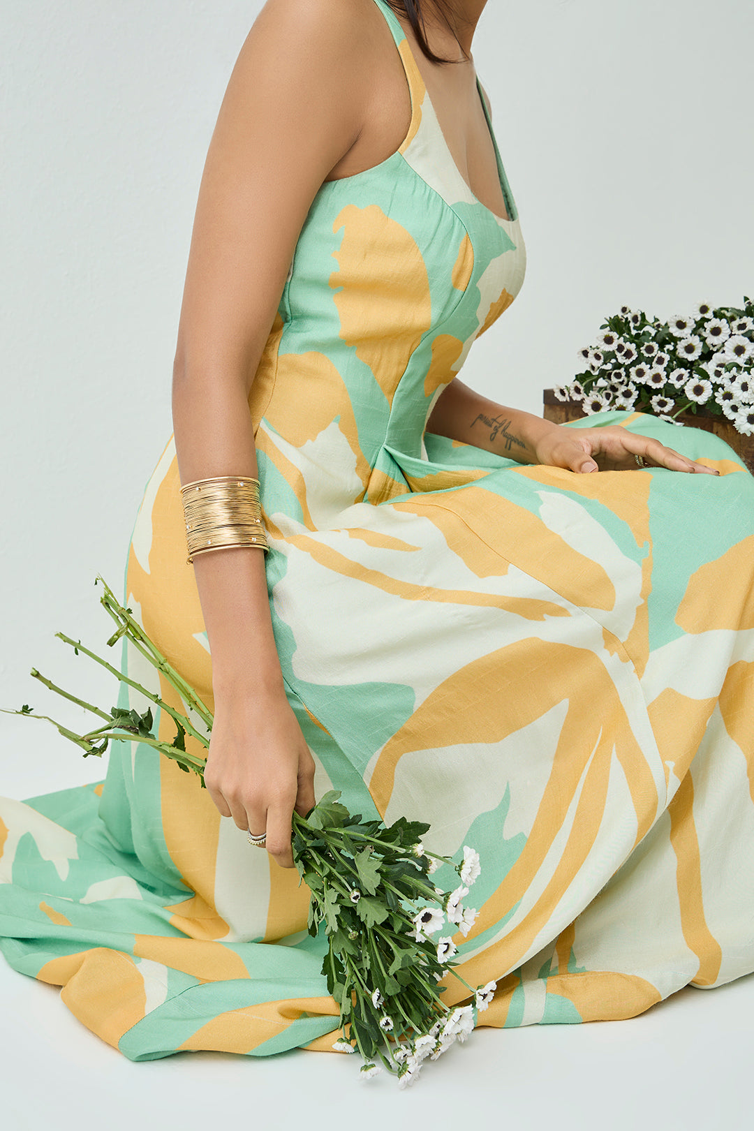 Abstract Pattern Dress - Green